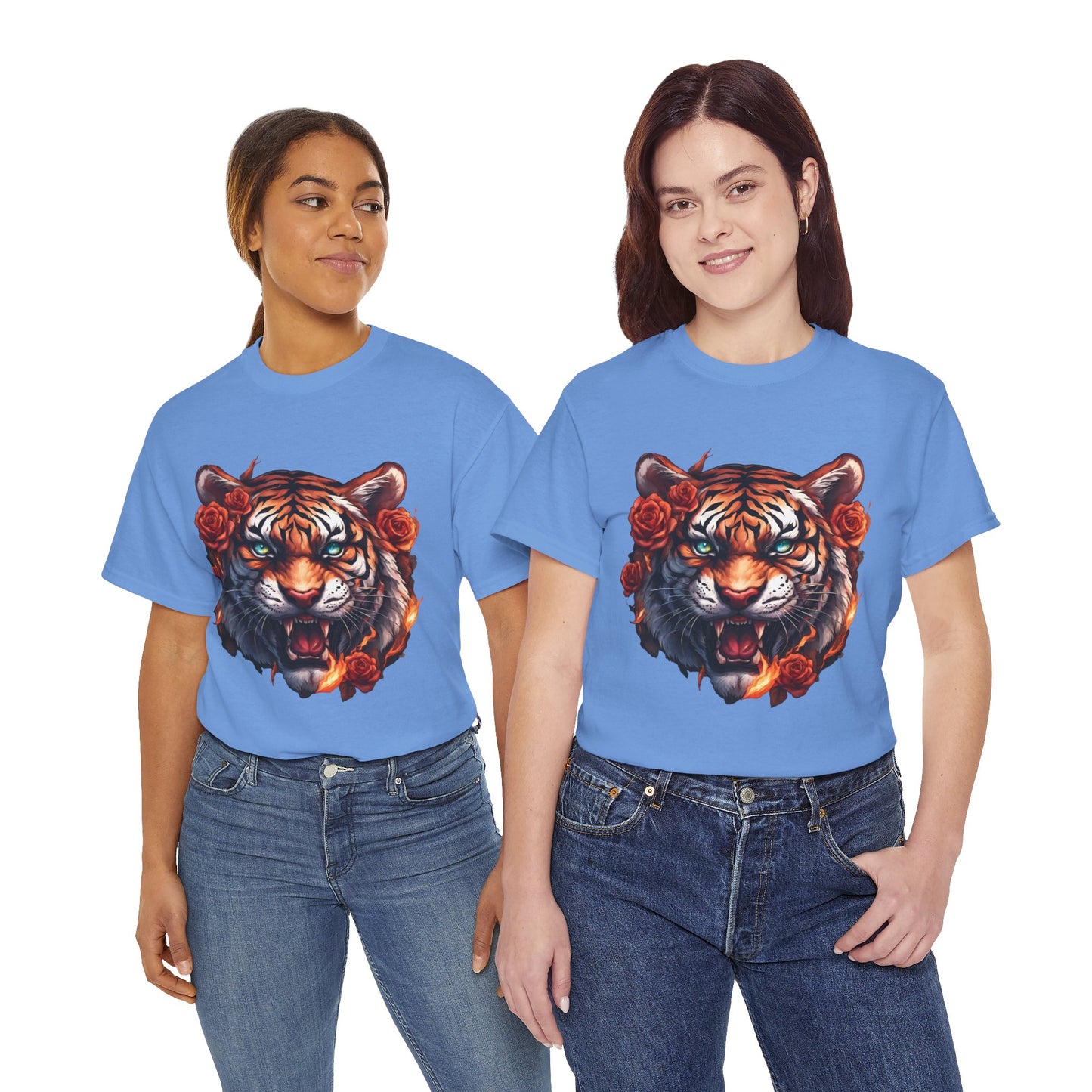 Tiger Flames and Roses T-Shirt Flashlander