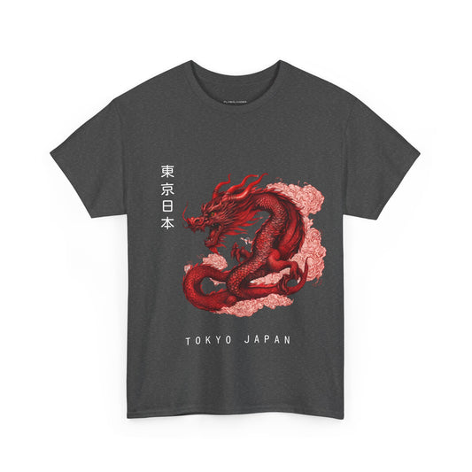 Camiseta de algodón pesado unisex dragón japonés Flashlander