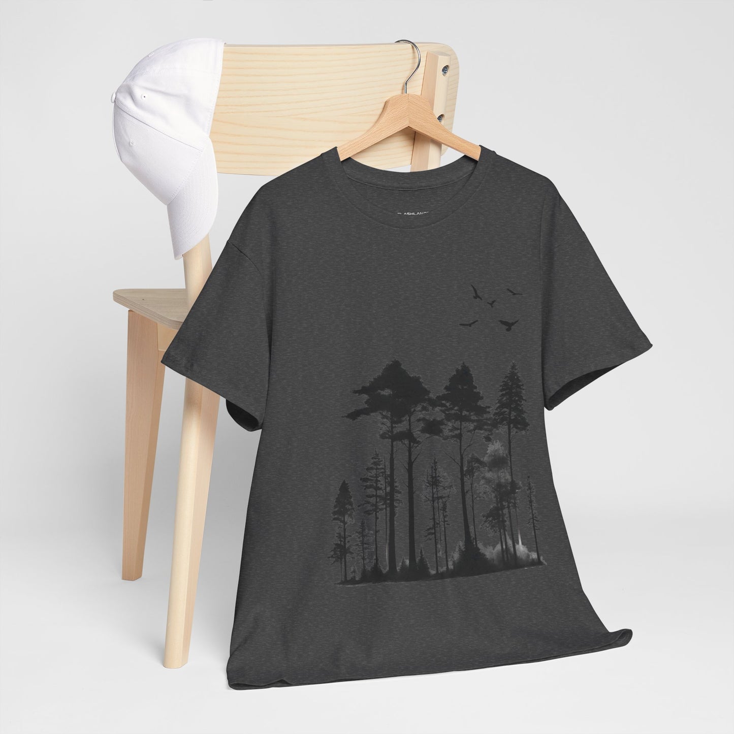 Camisa del bosque de pinos Camiseta unisex de algodón pesado Flashlander