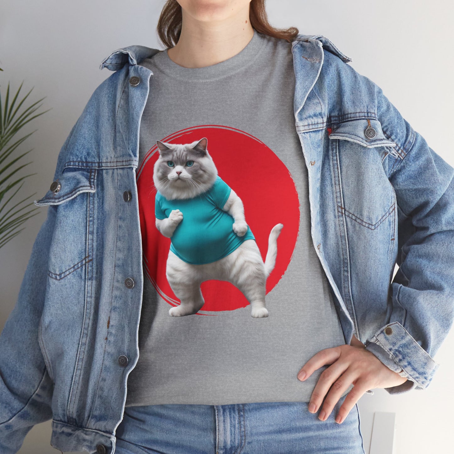 Camiseta de gimnasio Flashlander con divertido gato gordo de karate