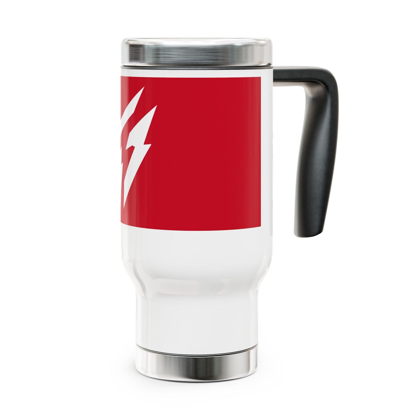 Taza deportiva de viaje de acero inoxidable Flashlander con asa, 14 oz, color rojo oscuro y blanco