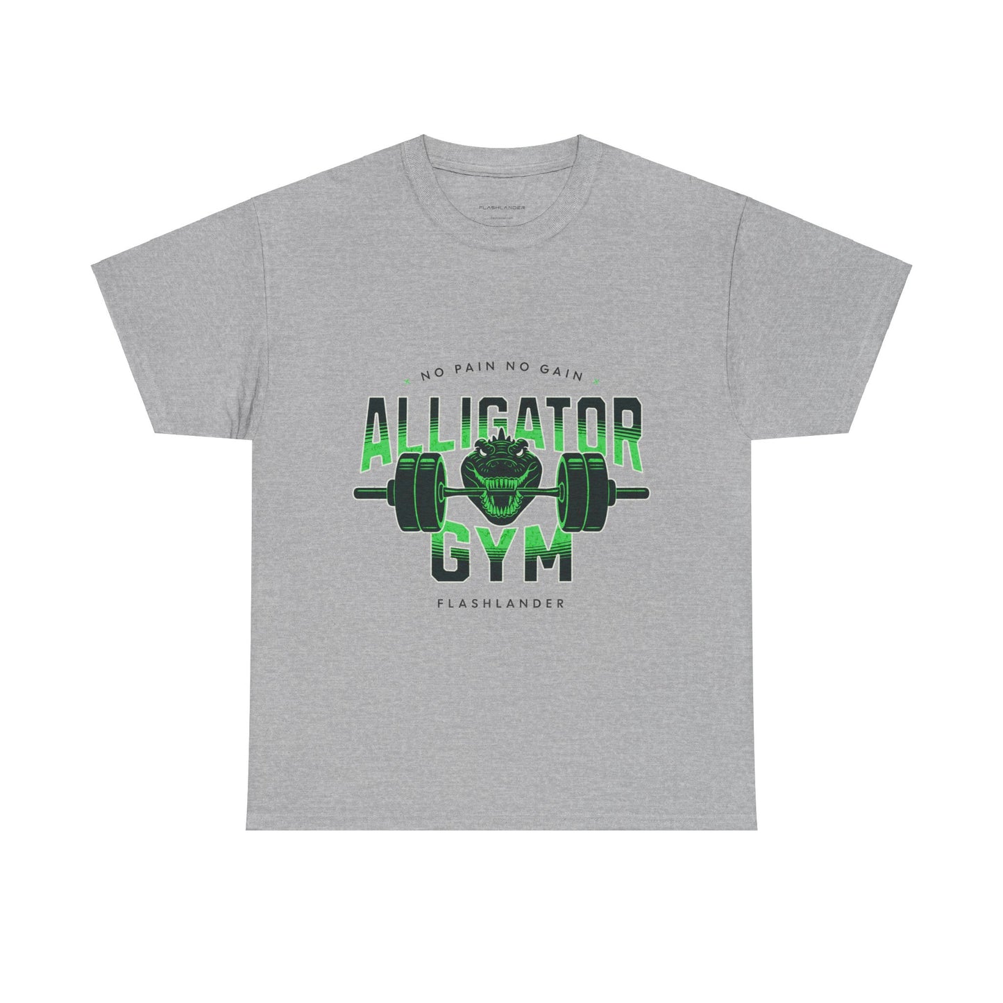 Aligator Gym Shirt Flashlander Cotton Unisex Charcoal Black Graphic Tee