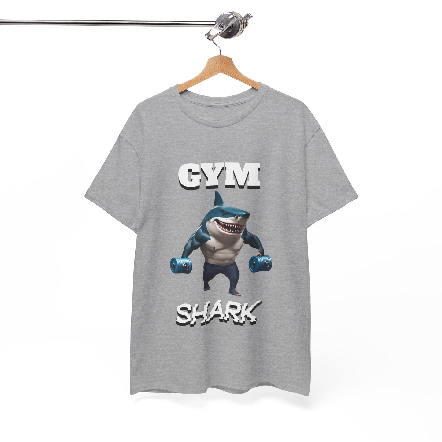 Gym Shark Performance Shirt Flashlander Cotton Unisex Charcoal Black Graphic Tee