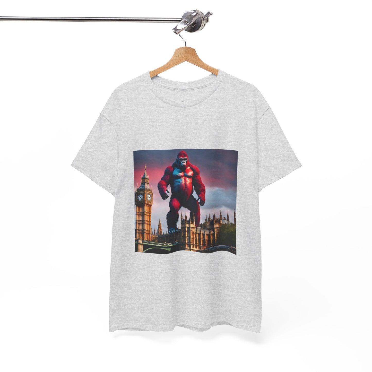 The Red Giant Gorilla Kong in the Big Ben of London Gaphic Tee Flashlander