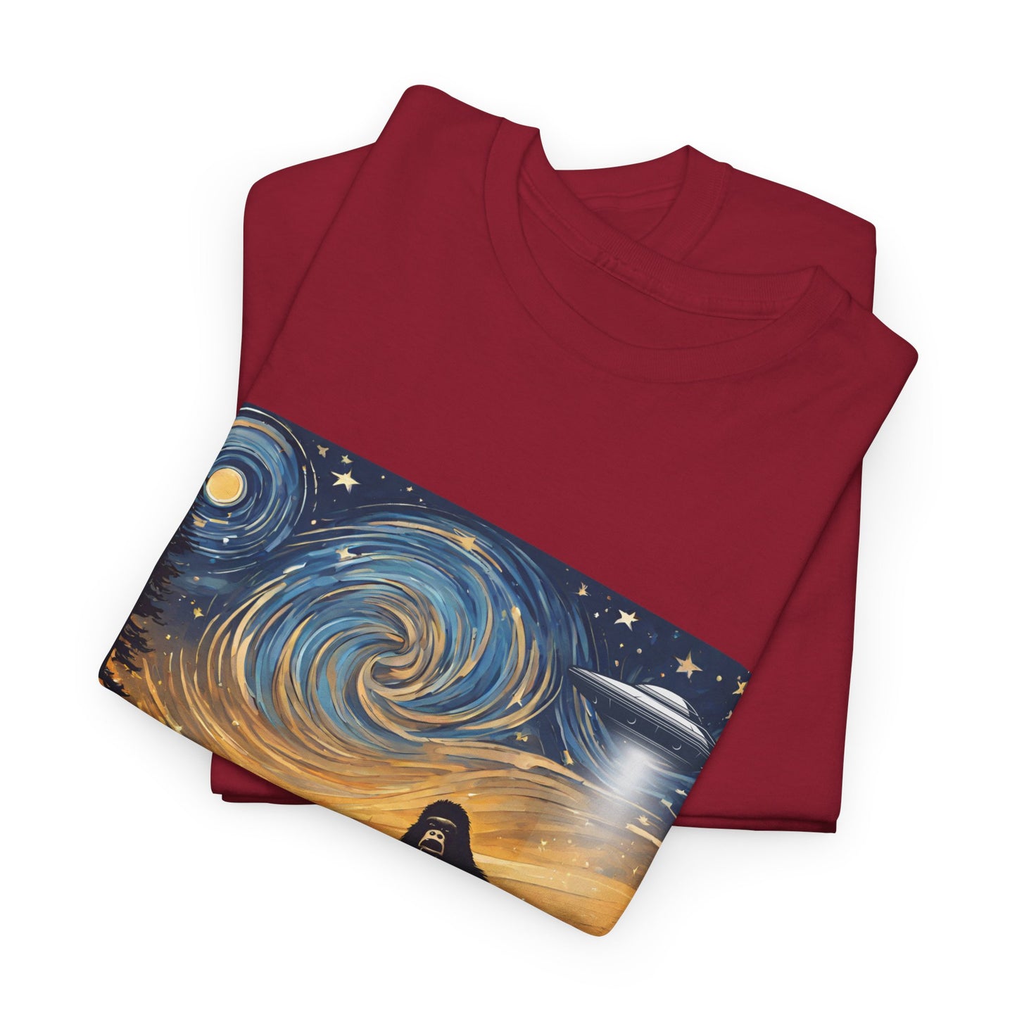 Funny Starry Night Stroll Bigfoot Encounters UFO Abduction - Flashlander Gym Shirt