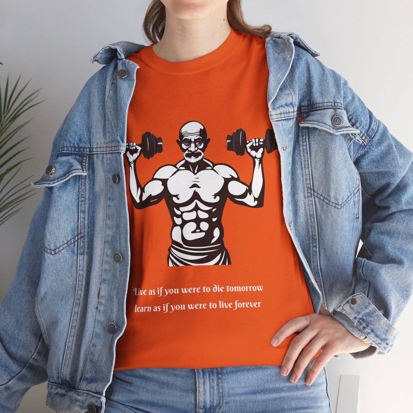 Gandhi Bodybuilder Gym Shirt - Flashlander Live as if you were to die tomorrow, learn as if you were to live forever quote Graphic Tee