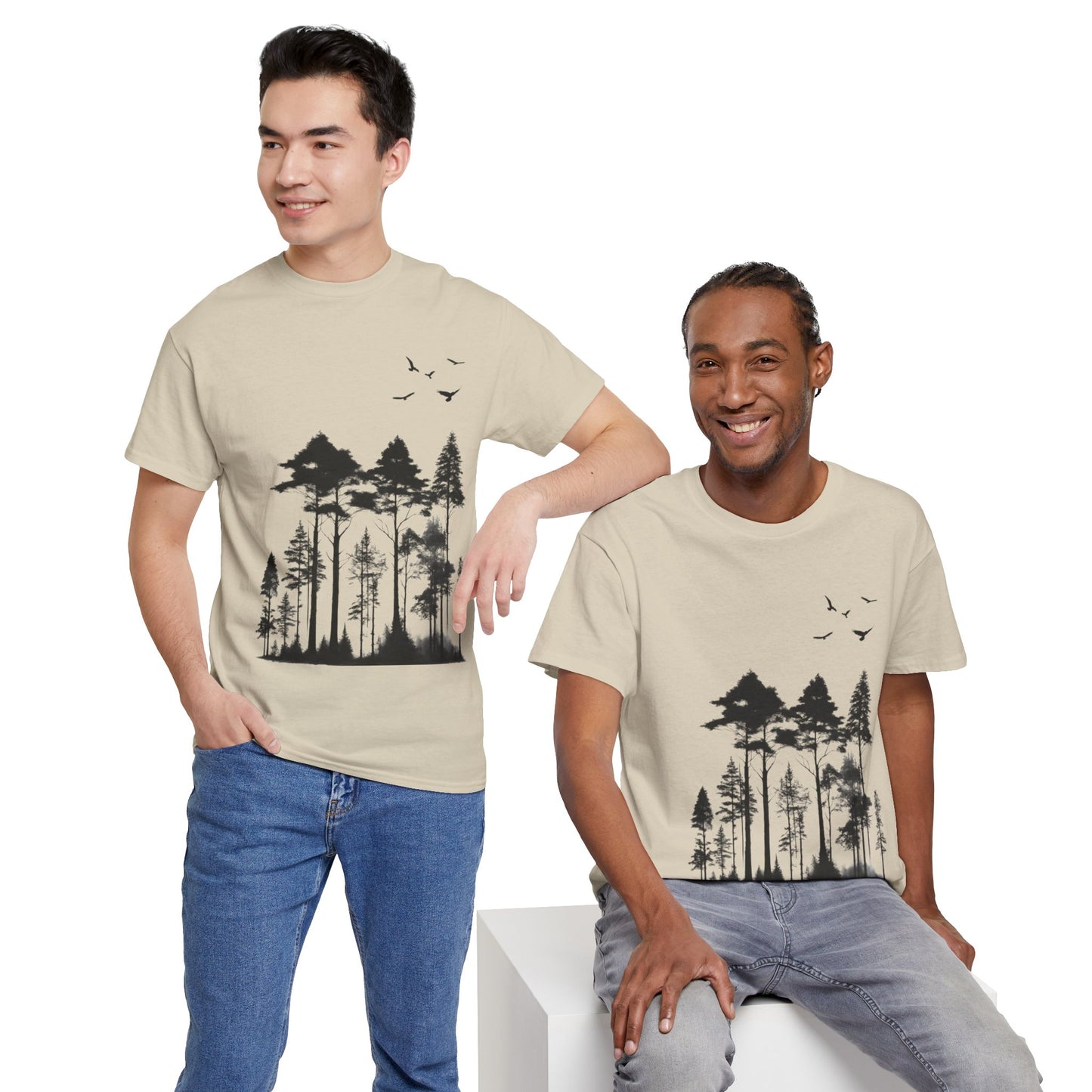 Camisa del bosque de pinos Camiseta unisex de algodón pesado Flashlander