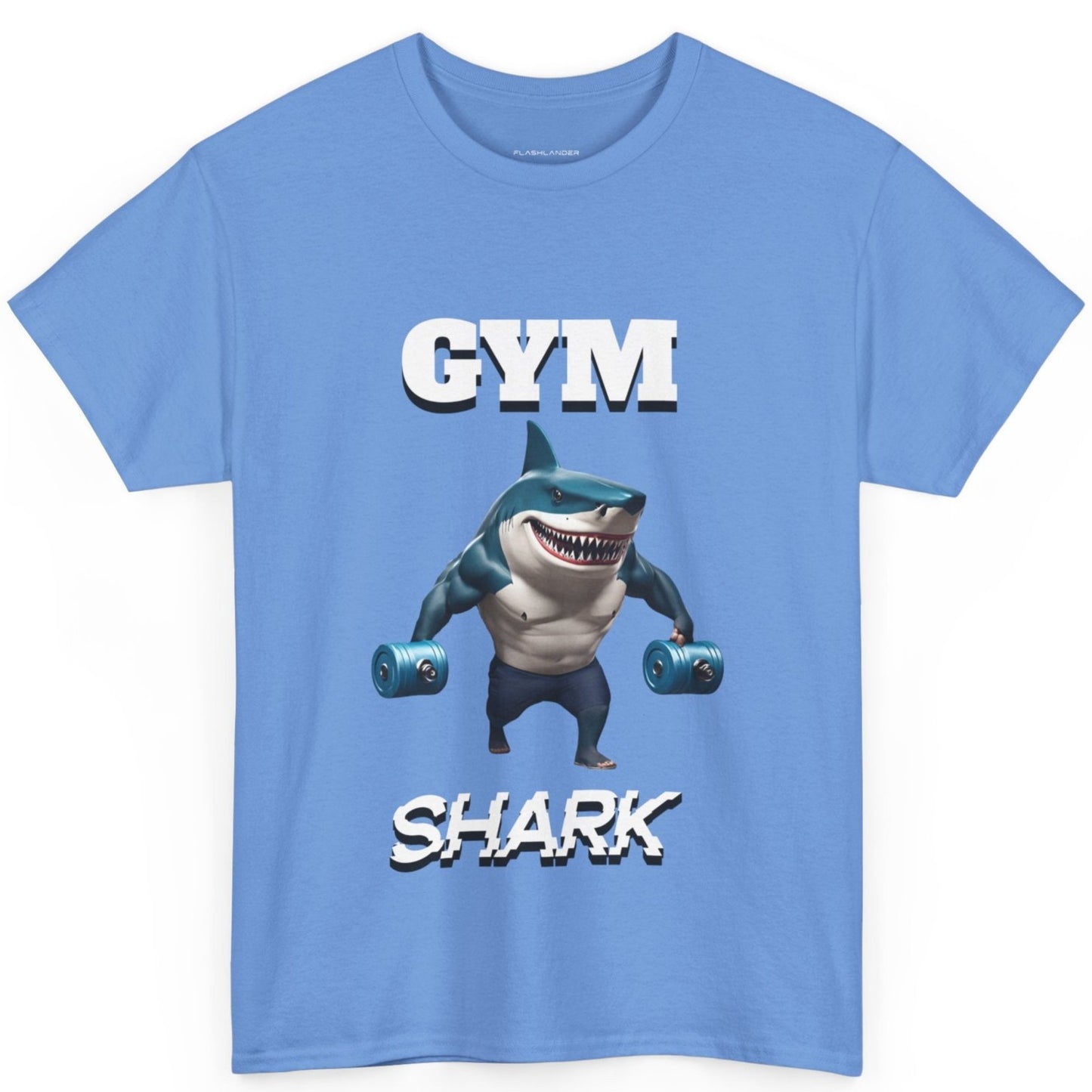 Gym Shark Performance Shirt Flashlander Cotton Unisex Charcoal Black Graphic Tee