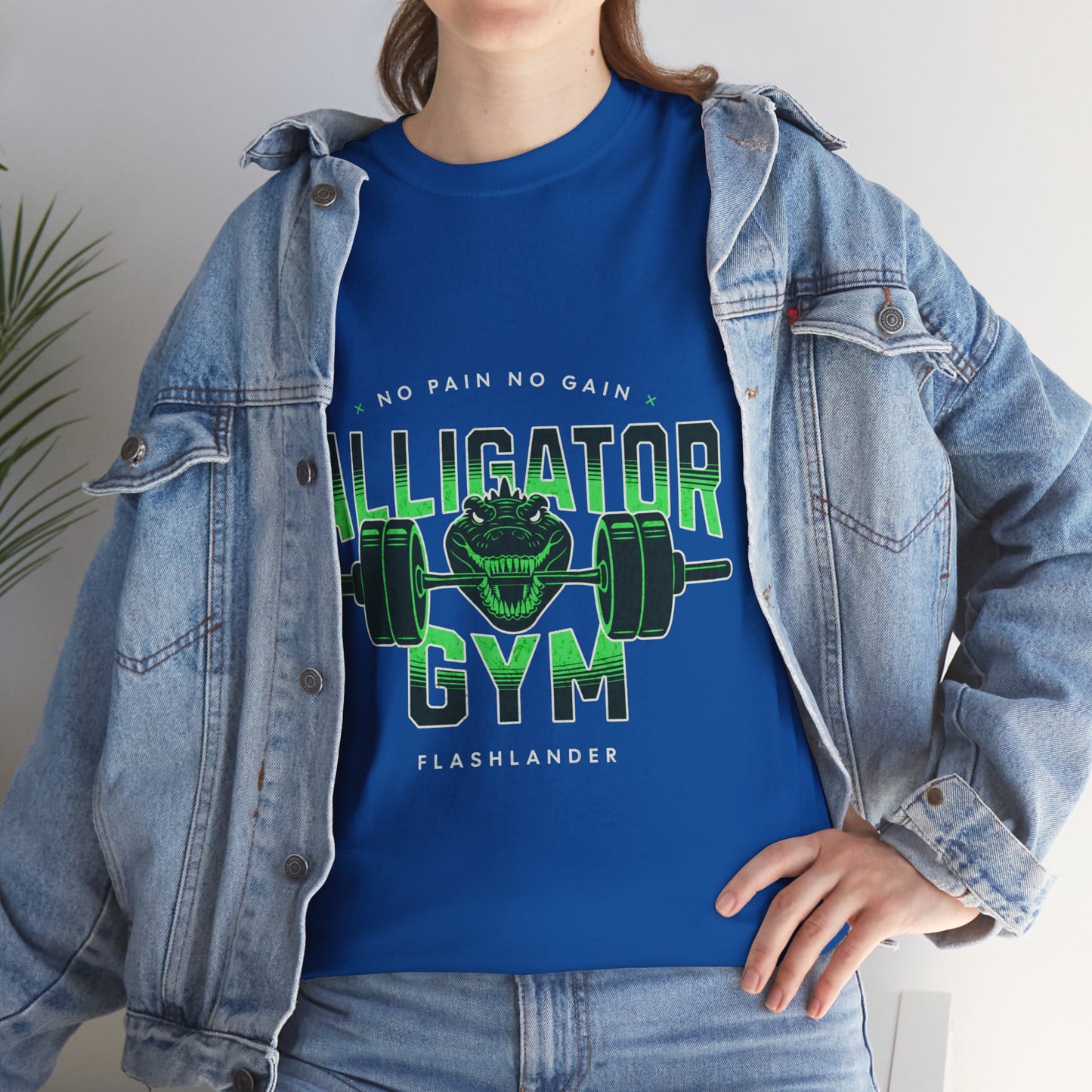 Aligator Gym Shirt Flashlander Cotton Unisex Charcoal Black Graphic Tee