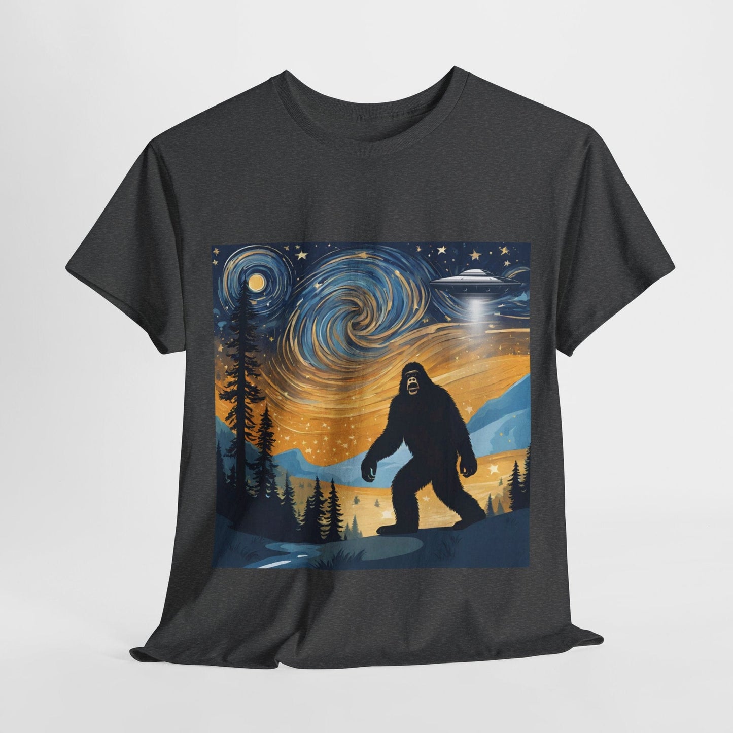 Funny Starry Night Stroll Bigfoot Encounters UFO Abduction - Flashlander Gym Shirt