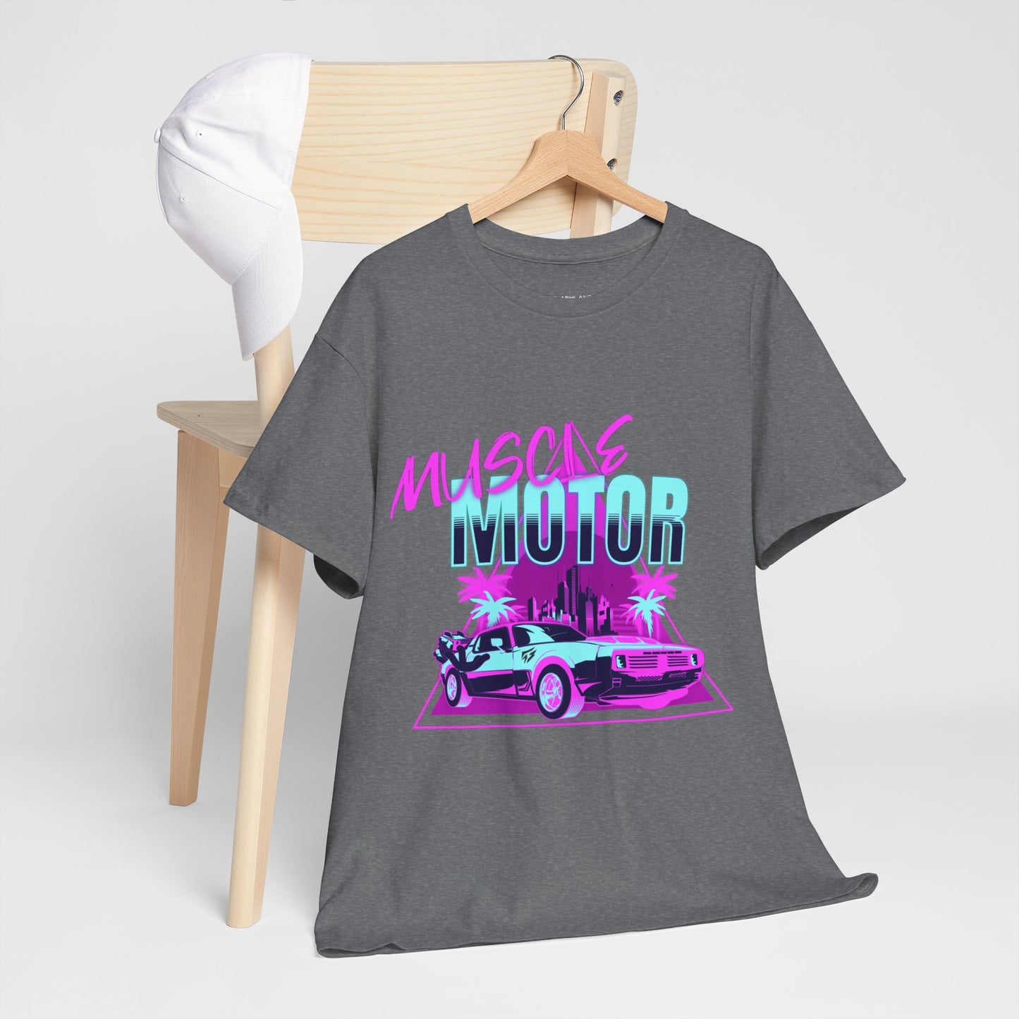 Muscle Motor Gym Shirt Flashlander Cotton Unisex Charcoal Black Performance Graphic Tee