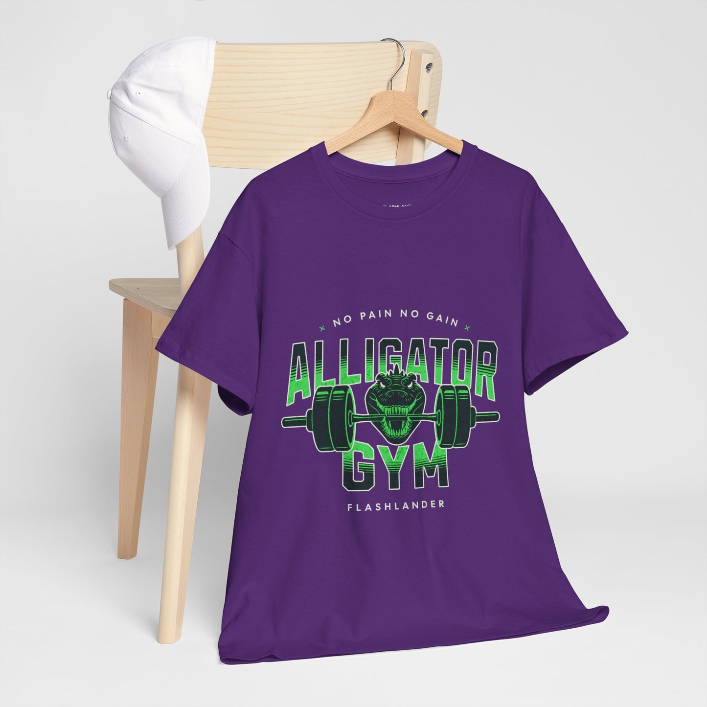 Aligator Gym Shirt Flashlander Cotton Unisex Charcoal Black Graphic Tee