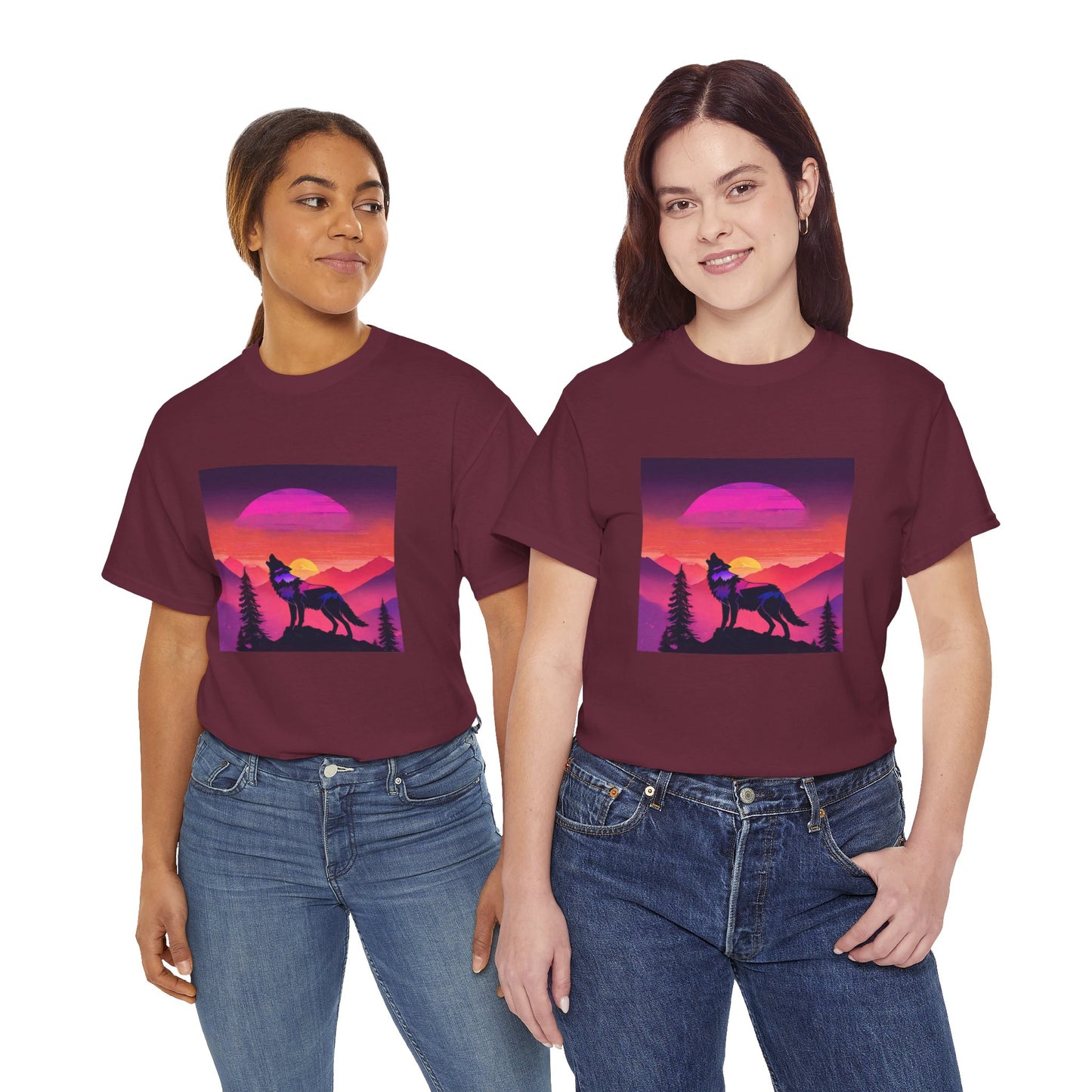 Wolf Majestic Sunset Gaphic Tee Flashlander