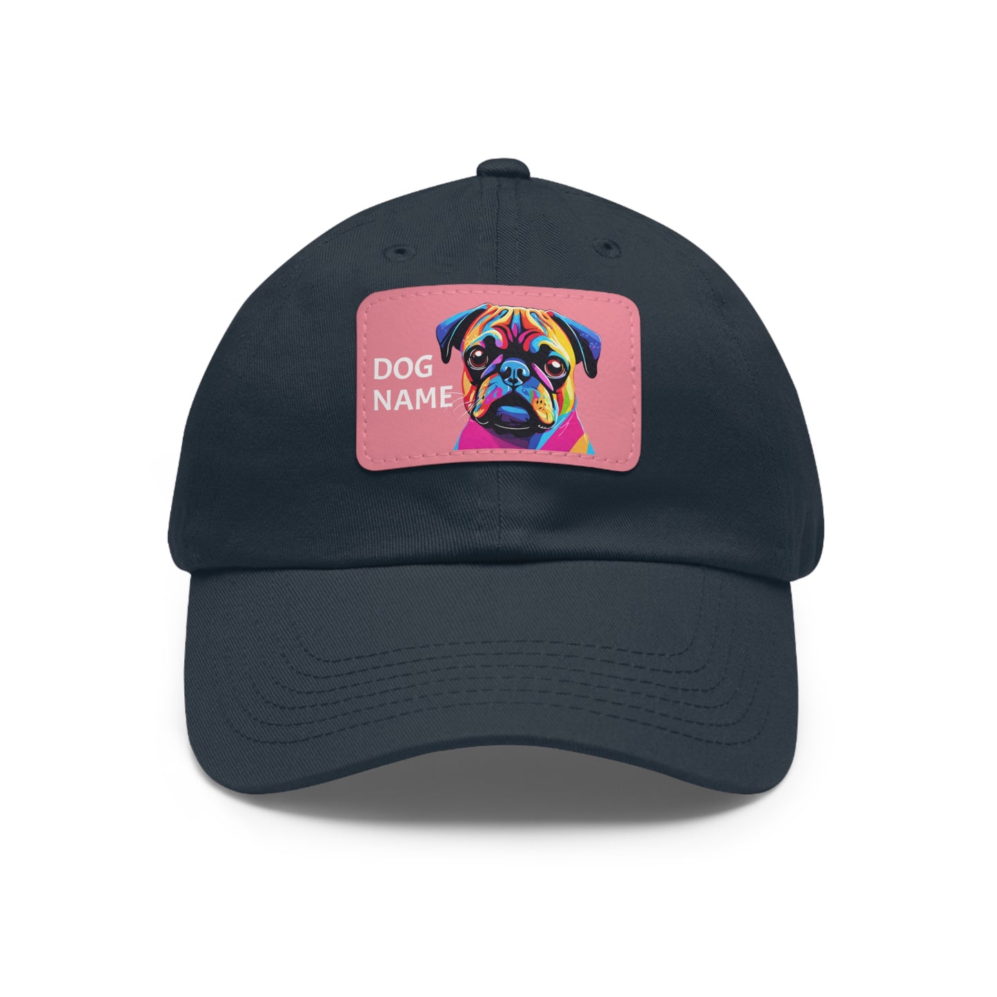 Pug Dog Hat Sportswear Cap Pug Cap Pug Hat Pug Dog Hat Pop Art Hat Dad Hat with Patch (Rectangle) Baseball Cap Custom Hat Flashlander