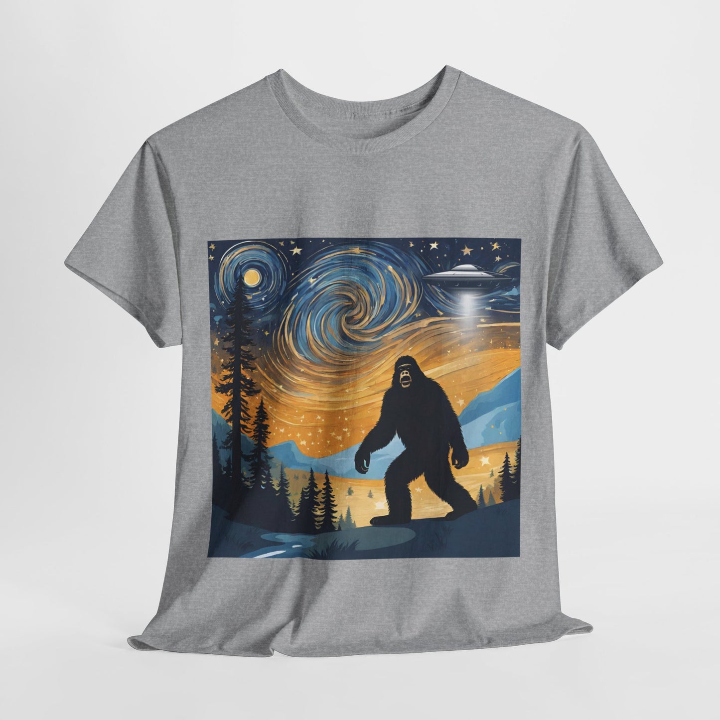 Funny Starry Night Stroll Bigfoot Encounters UFO Abduction - Flashlander Gym Shirt