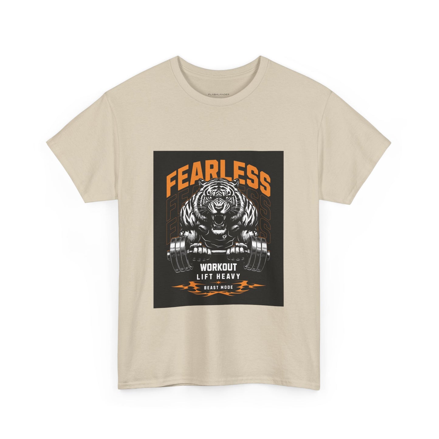 Tiger Bodybuilder Shirt Flashlander Fearless Workout Lift Heavy Beast Mode Gym T-Shirt Cotton Unisex Graphic Tee