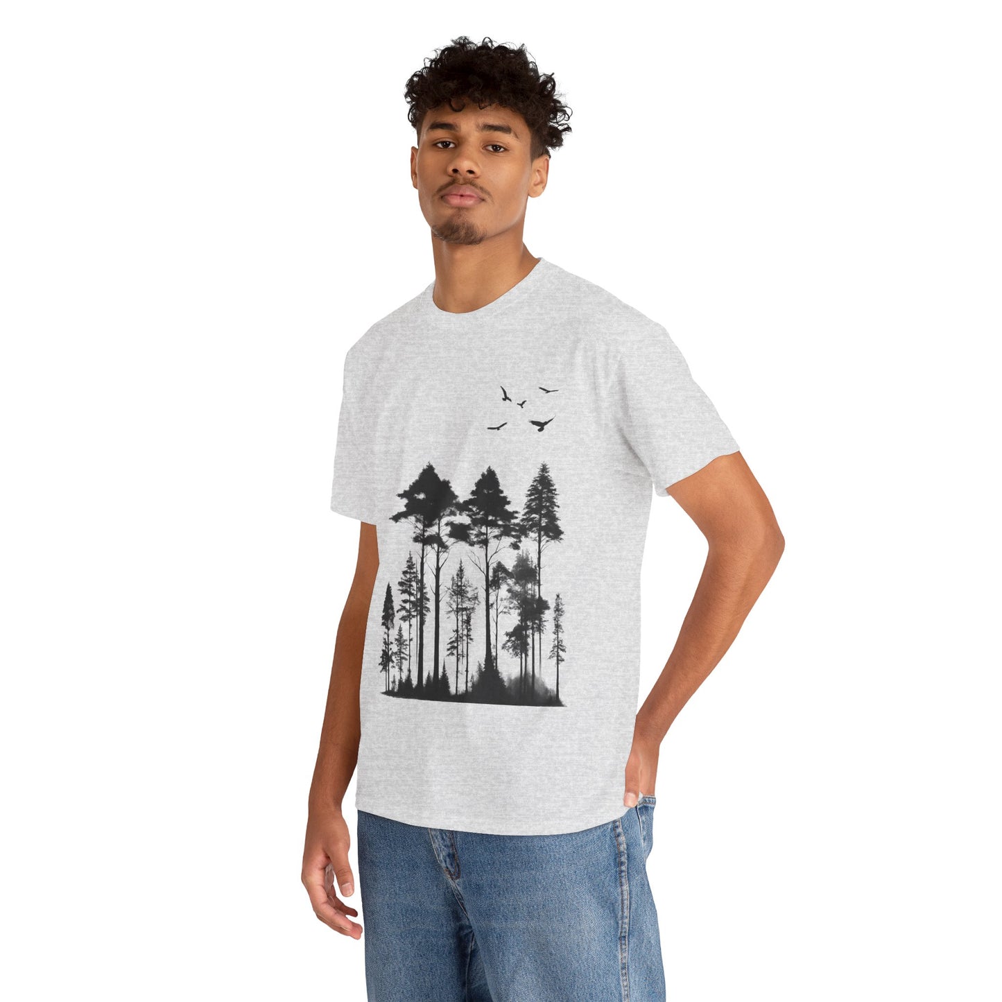 Camisa del bosque de pinos Camiseta unisex de algodón pesado Flashlander