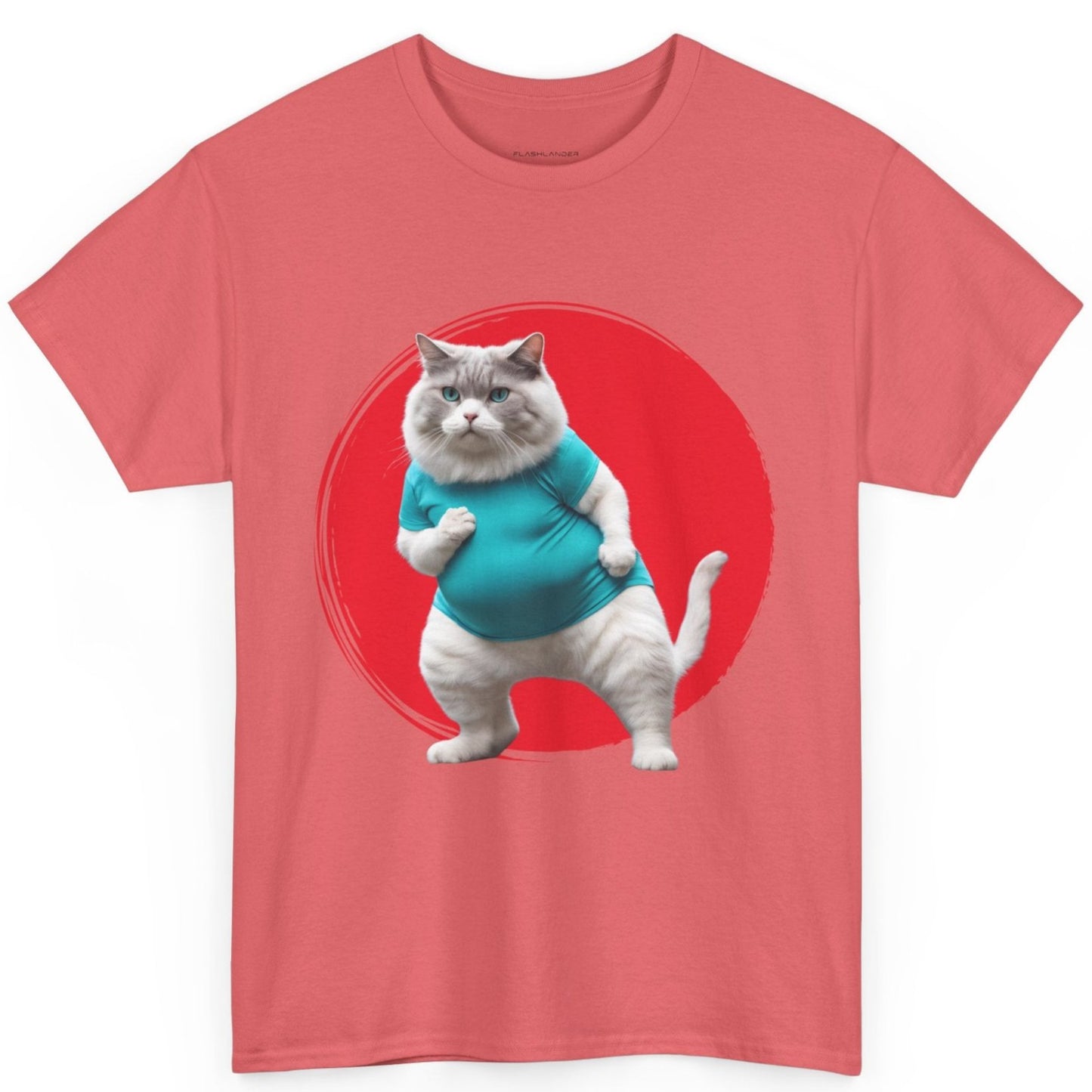 Camiseta de gimnasio Flashlander con divertido gato gordo de karate