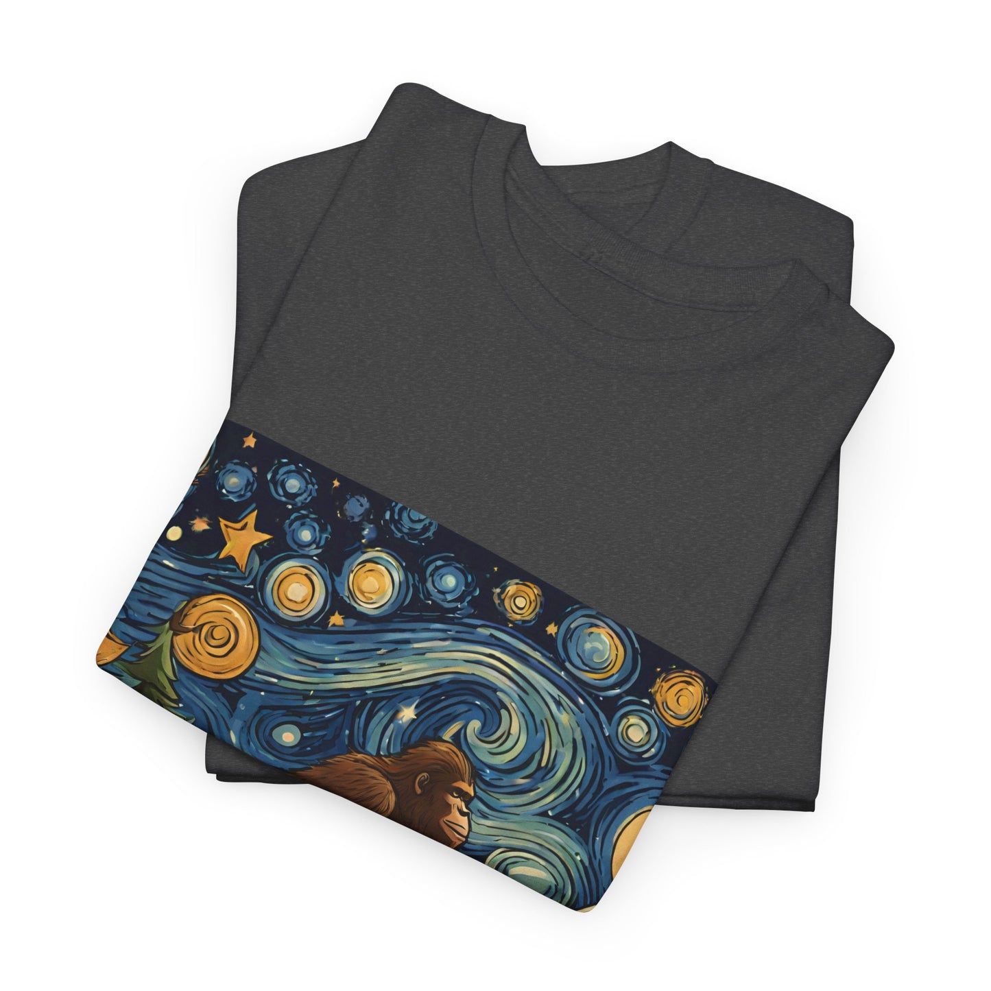 Bigfoot Strolls Through Van Gogh's Starry Night - Flashlander Gym Shirt