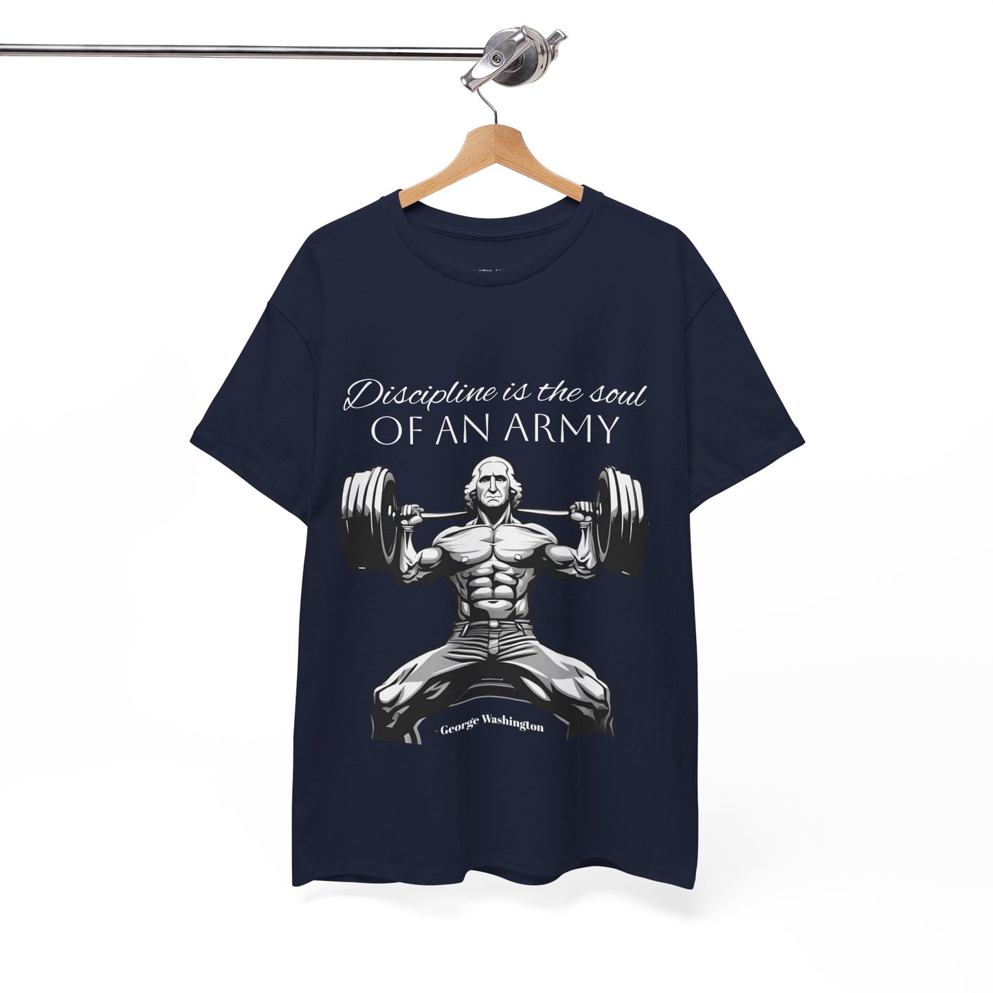 T-shirt de culturiste George Washington - Flashlander Disipline Is The Soul Of An Army Gym T-shirt en coton unisexe noir anthracite graphique