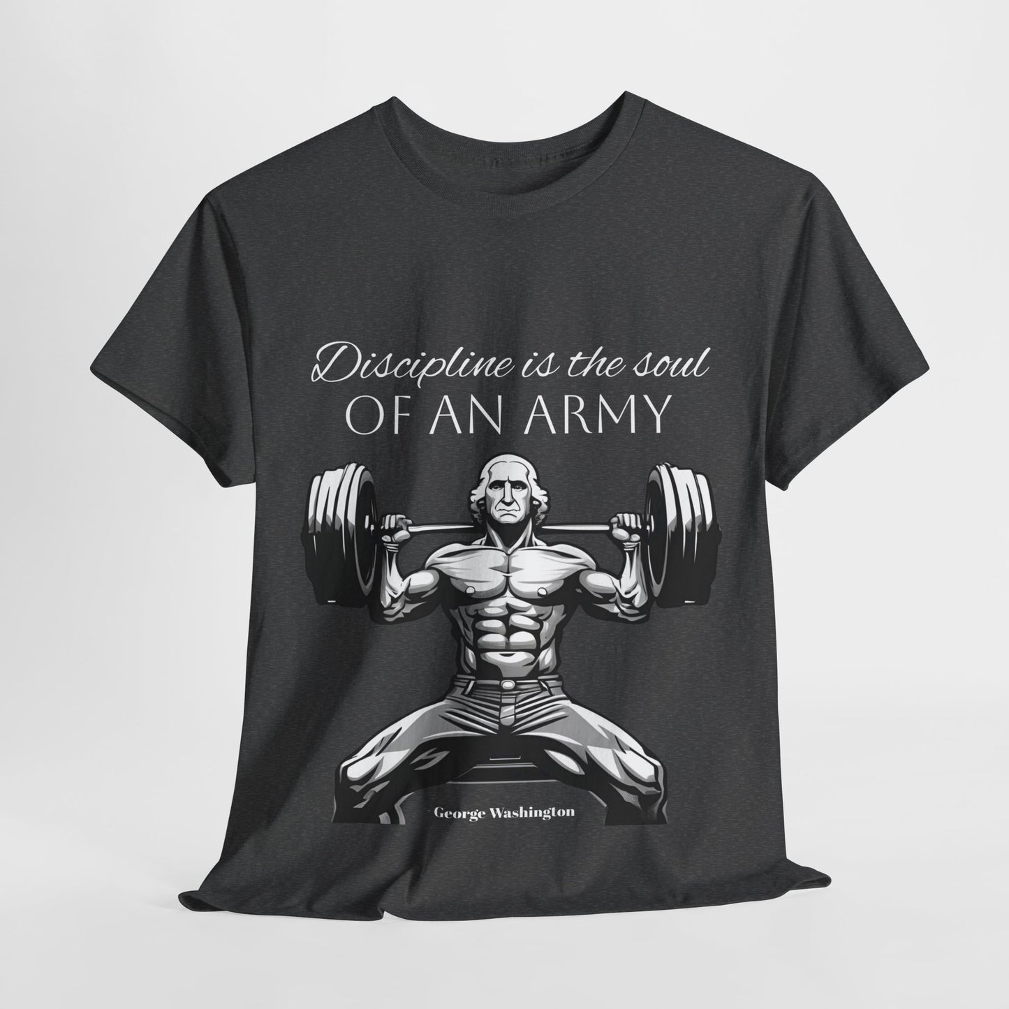 T-shirt de culturiste George Washington - Flashlander Disipline Is The Soul Of An Army Gym T-shirt en coton unisexe noir anthracite graphique