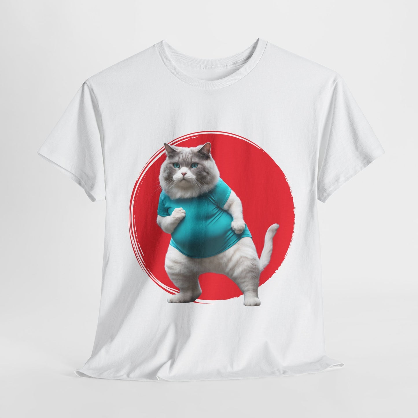 Camiseta de gimnasio Flashlander con divertido gato gordo de karate