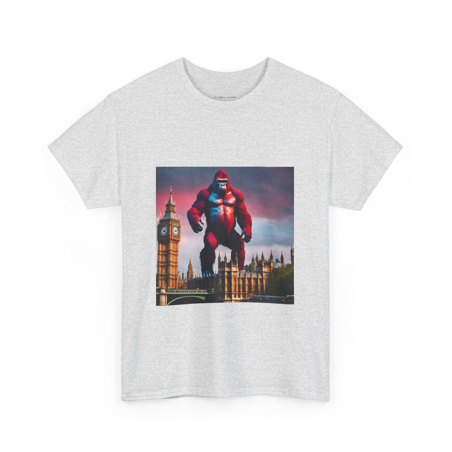 The Red Giant Gorilla Kong in the Big Ben of London Gaphic Tee Flashlander