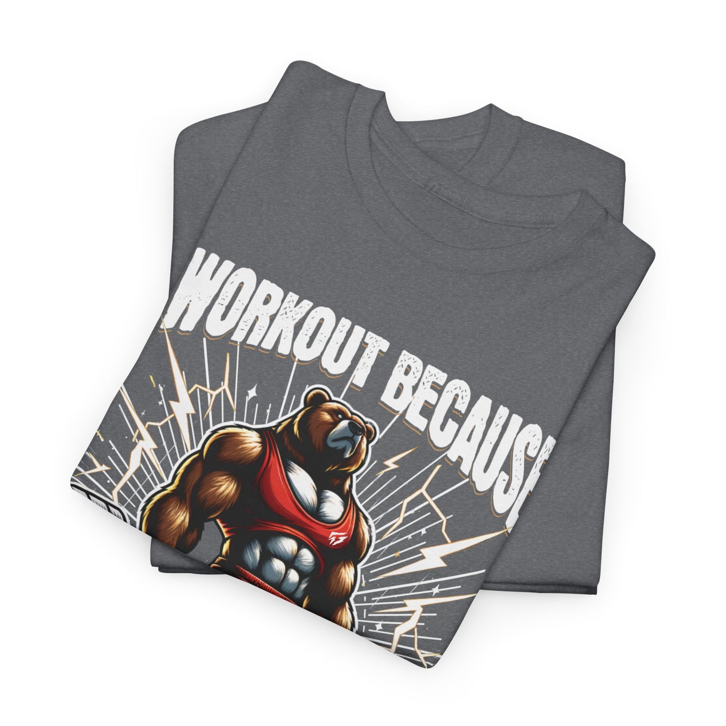 Muscle Bear I Workout Because my Girlfriend is Hot Gym Shirt Flashlander Cotton Unisex Charcoal Black Graphic Tee