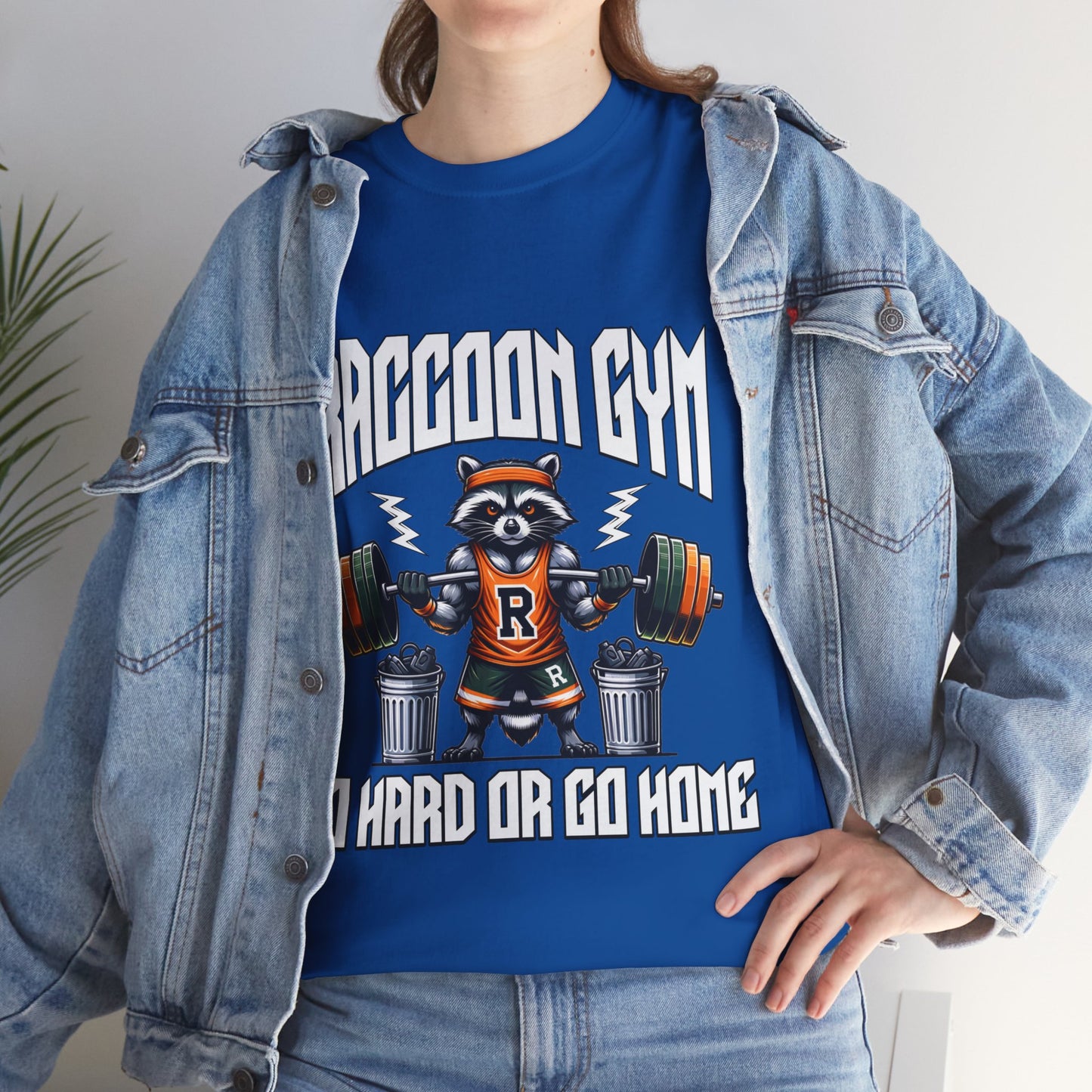 Raccoon Bodybuilder Shirt Flashlander Go Hard or Go Home Gym T-Shirt Cotton Unisex Graphic Tee