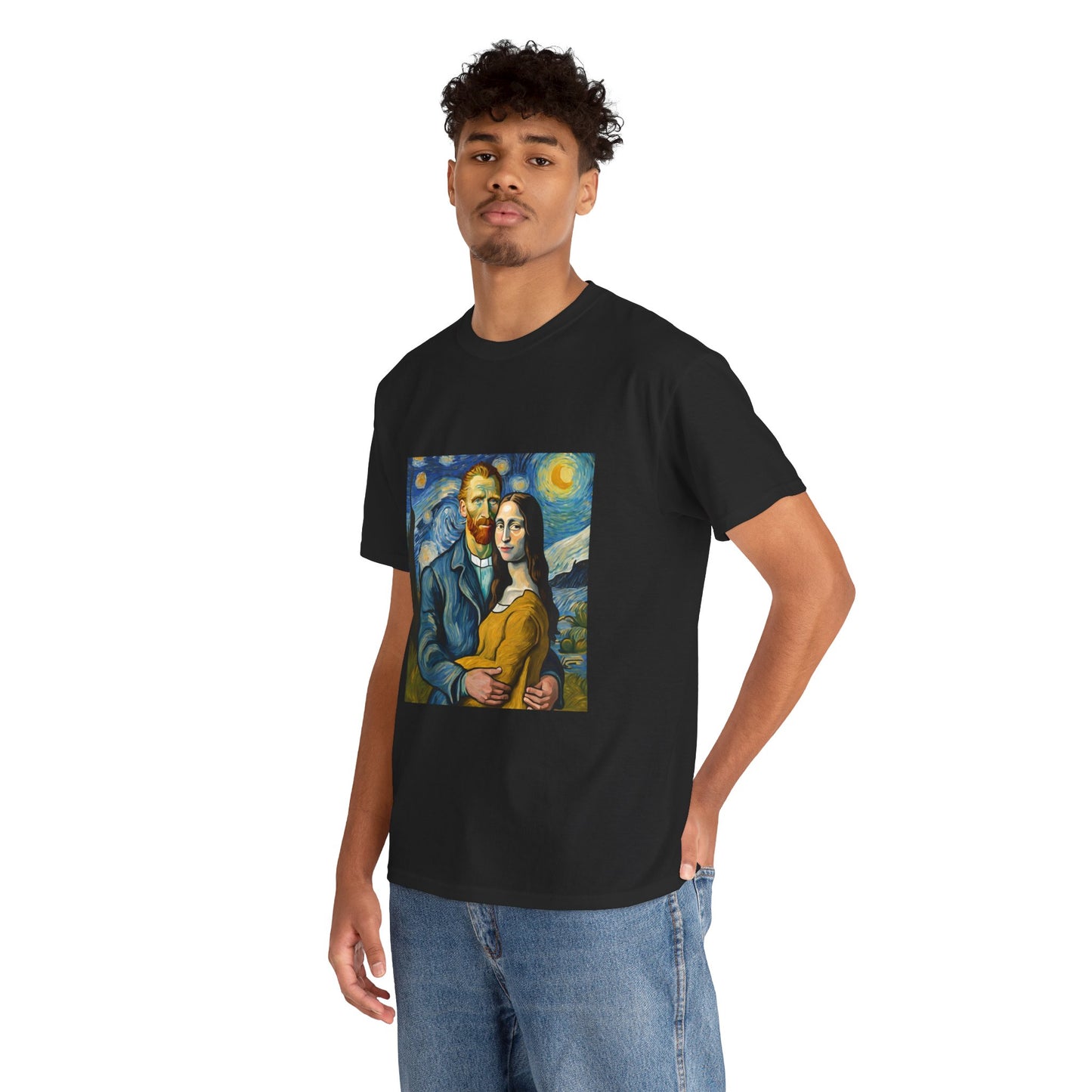 Funny Mona Lisa with Vincent Van Gogh Starry Night - Flashlander Gym Shirt