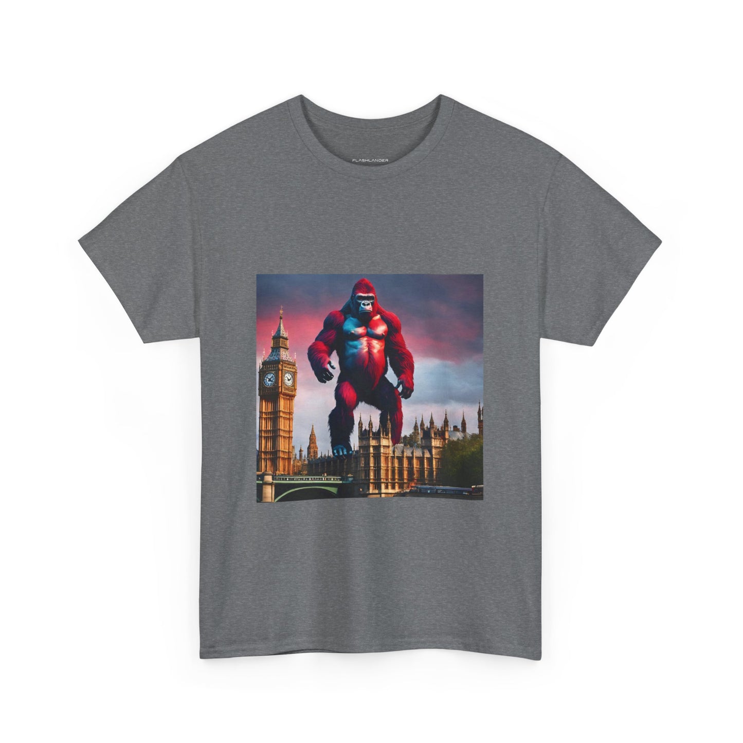 The Red Giant Gorilla Kong in the Big Ben of London Gaphic Tee Flashlander