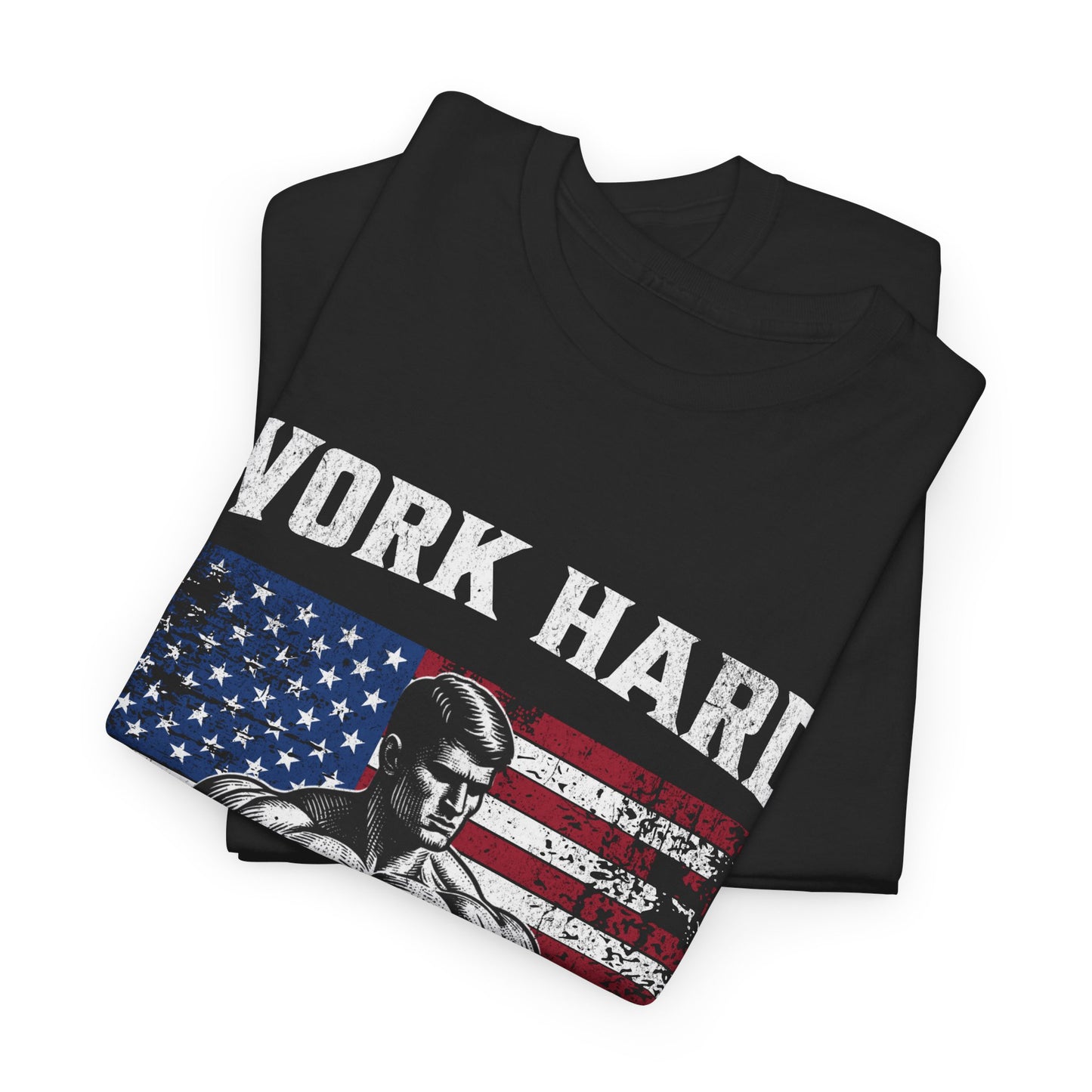 Work Hard Lift Heavy Gym Shirt Flashlander Cotton Unisex Charcoal Black Graphic Tee