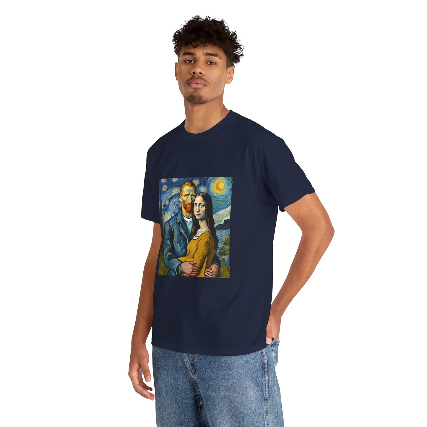 Funny Mona Lisa with Vincent Van Gogh Starry Night - Flashlander Gym Shirt