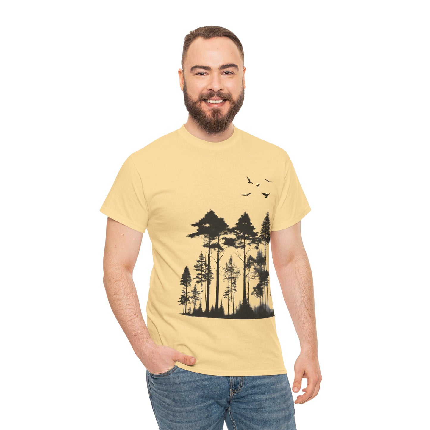 Camisa del bosque de pinos Camiseta unisex de algodón pesado Flashlander