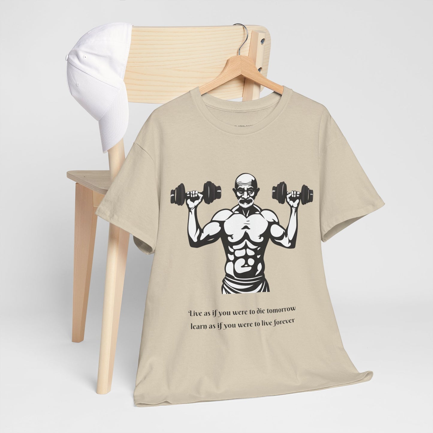 Gandhi Bodybuilder Gym Shirt - Flashlander Live as if you were to die tomorrow, learn as if you were to live forever quote Graphic Tee