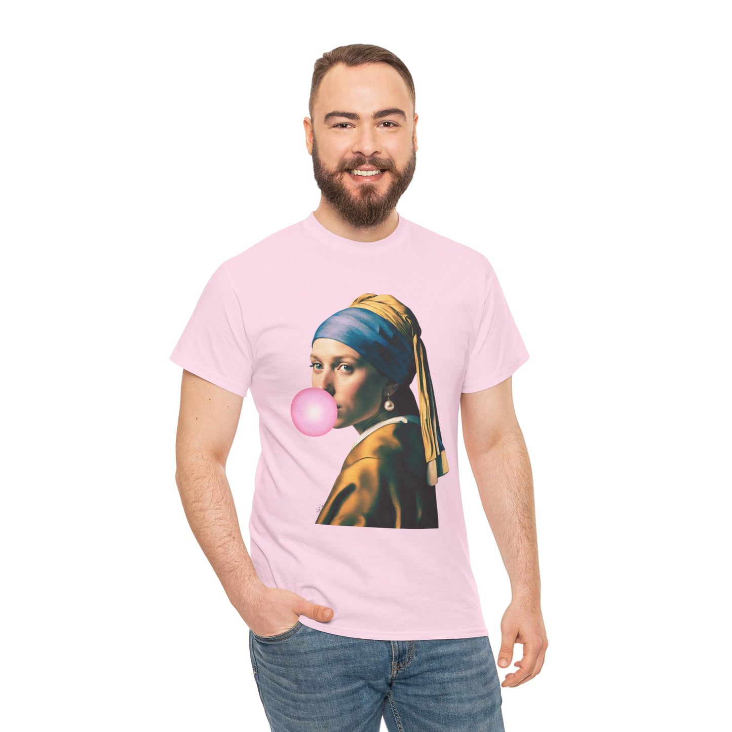 Bubble Gum Girl with a Pearl Earring Johannes Vermeer - Flashlander Gym Shirt