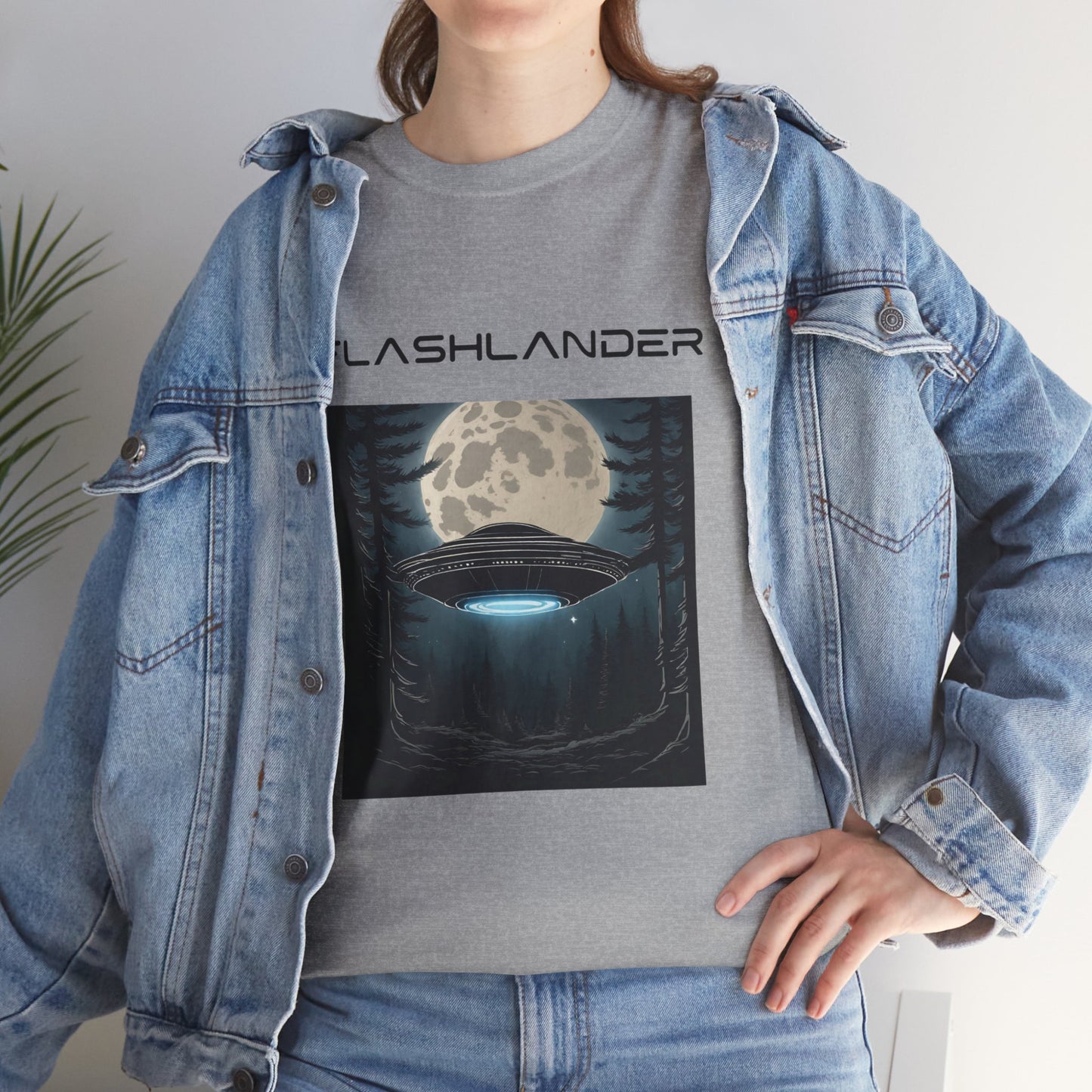 UFO Soaring Low in the Forest Tee Flashlander Gym Shirt