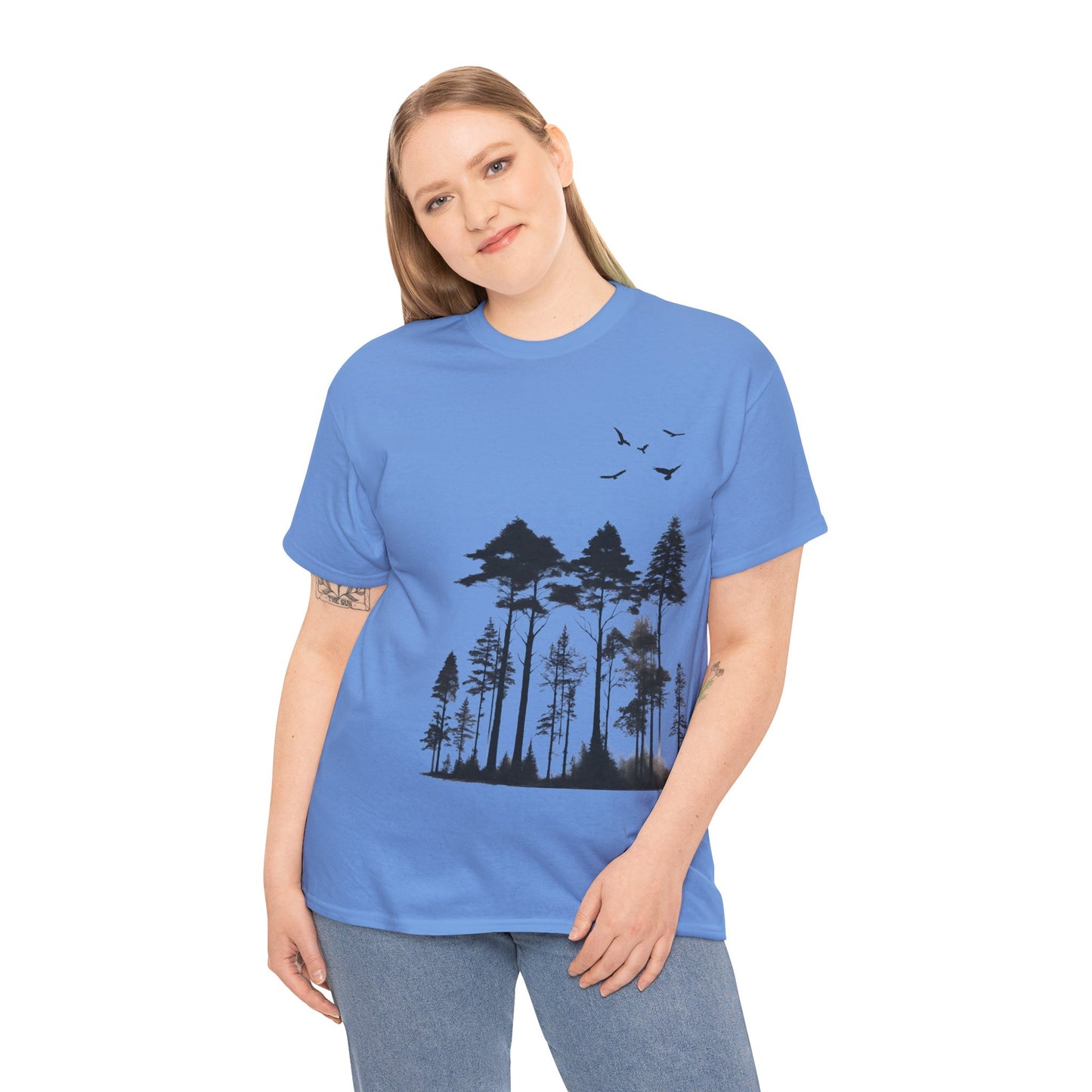 Camisa del bosque de pinos Camiseta unisex de algodón pesado Flashlander