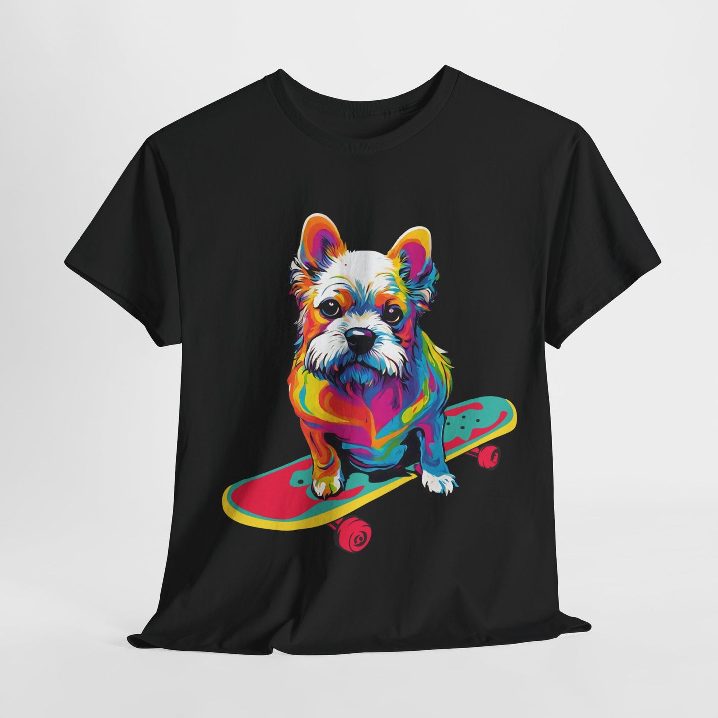 T-shirt de sport Flashlander avec chien skateboardant Pop Art