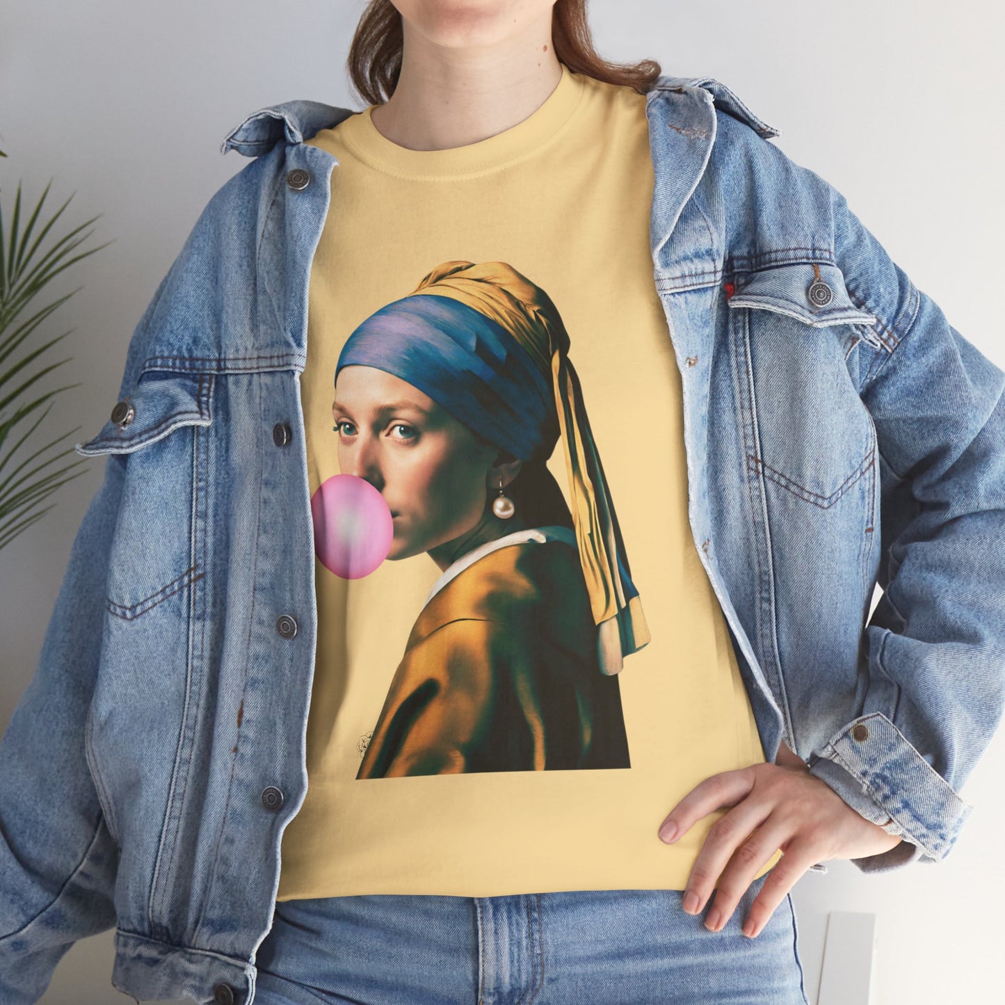 Bubble Gum Girl with a Pearl Earring Johannes Vermeer - Flashlander Gym Shirt