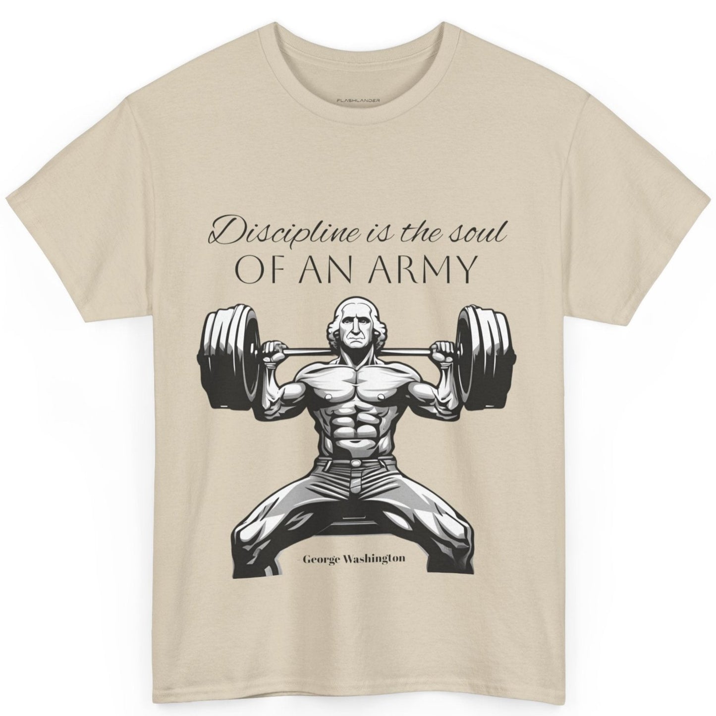 T-shirt de culturiste George Washington - Flashlander Disipline Is The Soul Of An Army Gym T-shirt en coton unisexe noir anthracite graphique