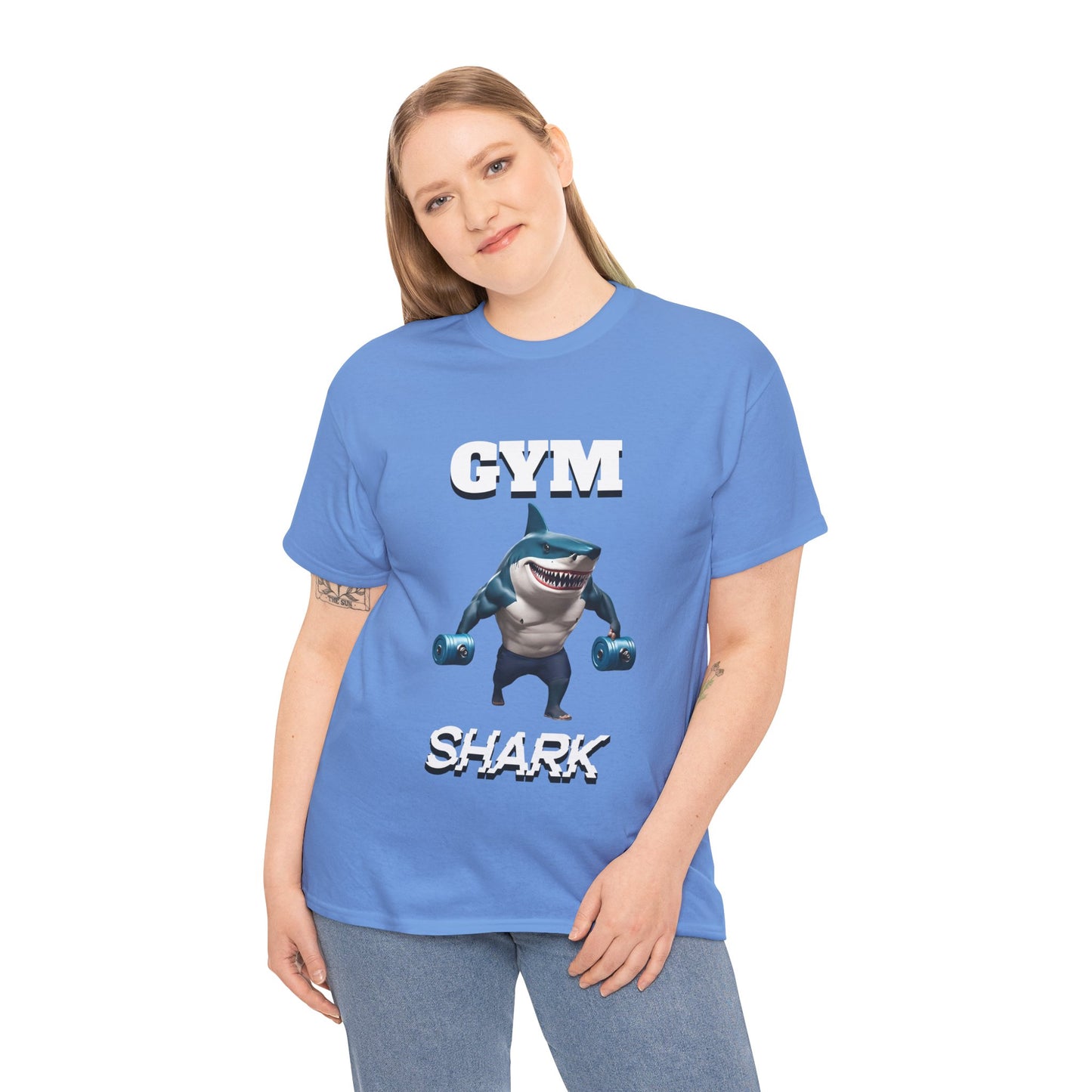 Gym Shark Performance Shirt Flashlander Cotton Unisex Charcoal Black Graphic Tee