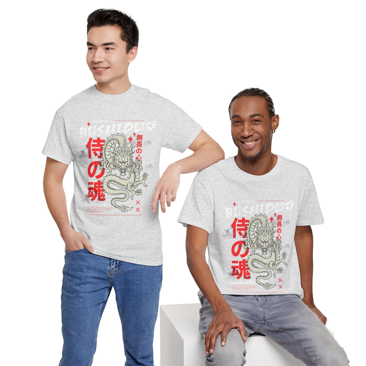 Dragon Gym Shirt The Spirit of Bushido T-Shirt Flashlander Cotton Unisex Charcoal Black Graphic Tee