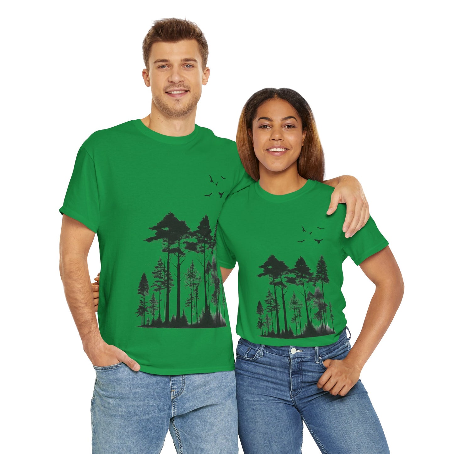 Camisa del bosque de pinos Camiseta unisex de algodón pesado Flashlander