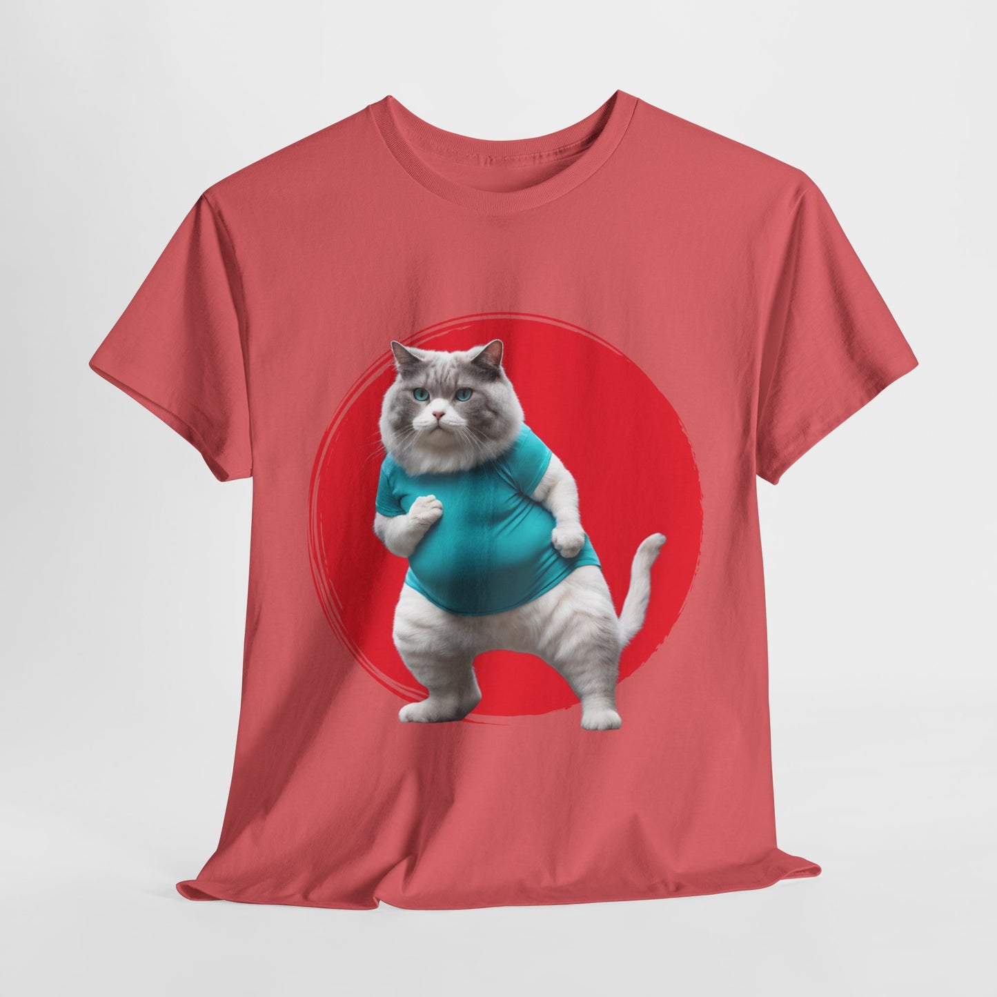 Camiseta de gimnasio Flashlander con divertido gato gordo de karate