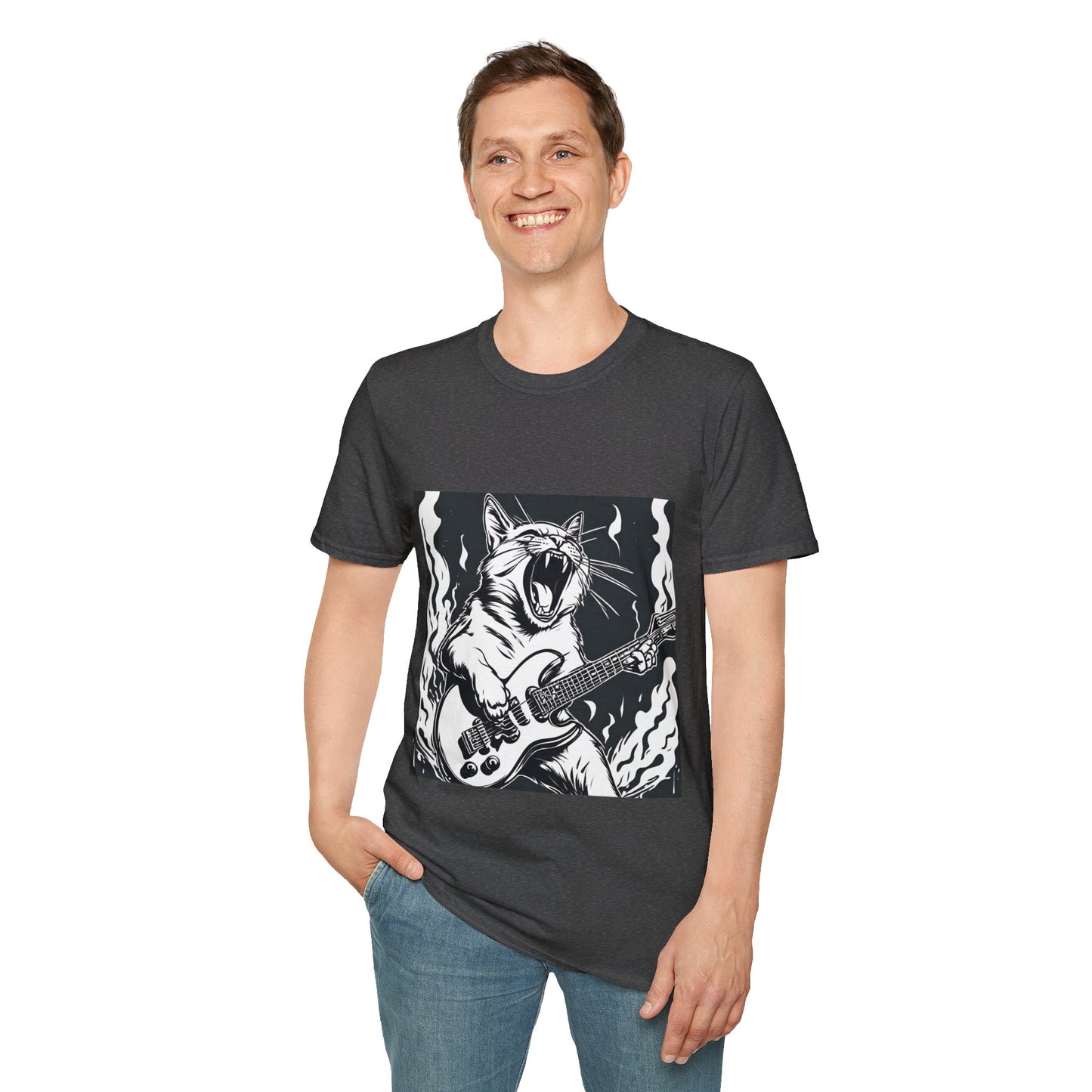 Cat Playing Guitar Flashlander Gym Shirt