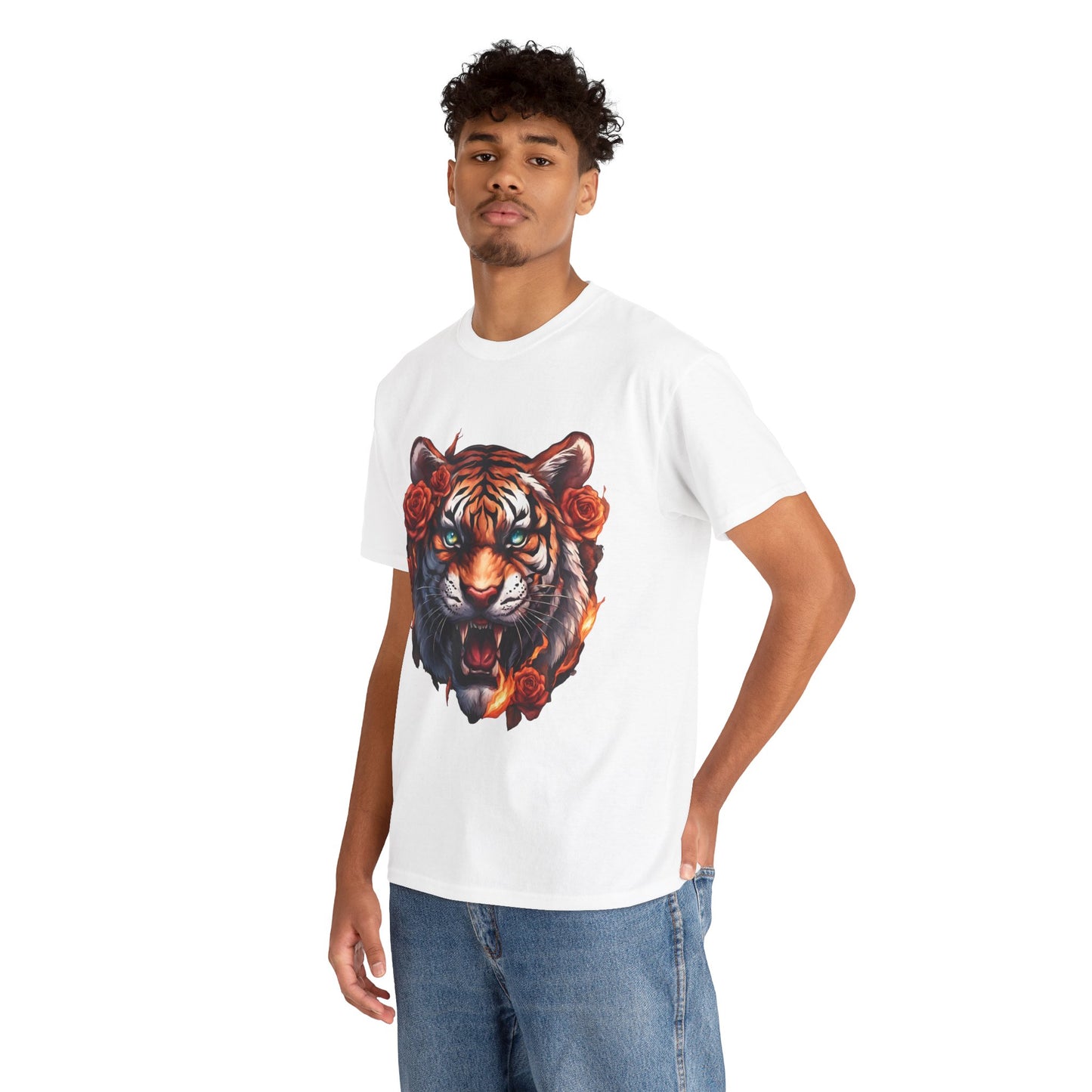 Tiger Flames and Roses T-Shirt Flashlander