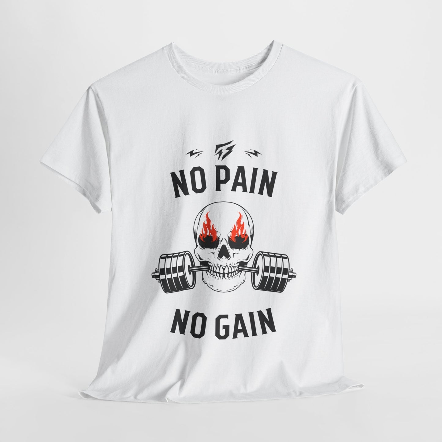 Skull Lifting Flashlander Gym Shirt No Pain No Gain Graphic Tee