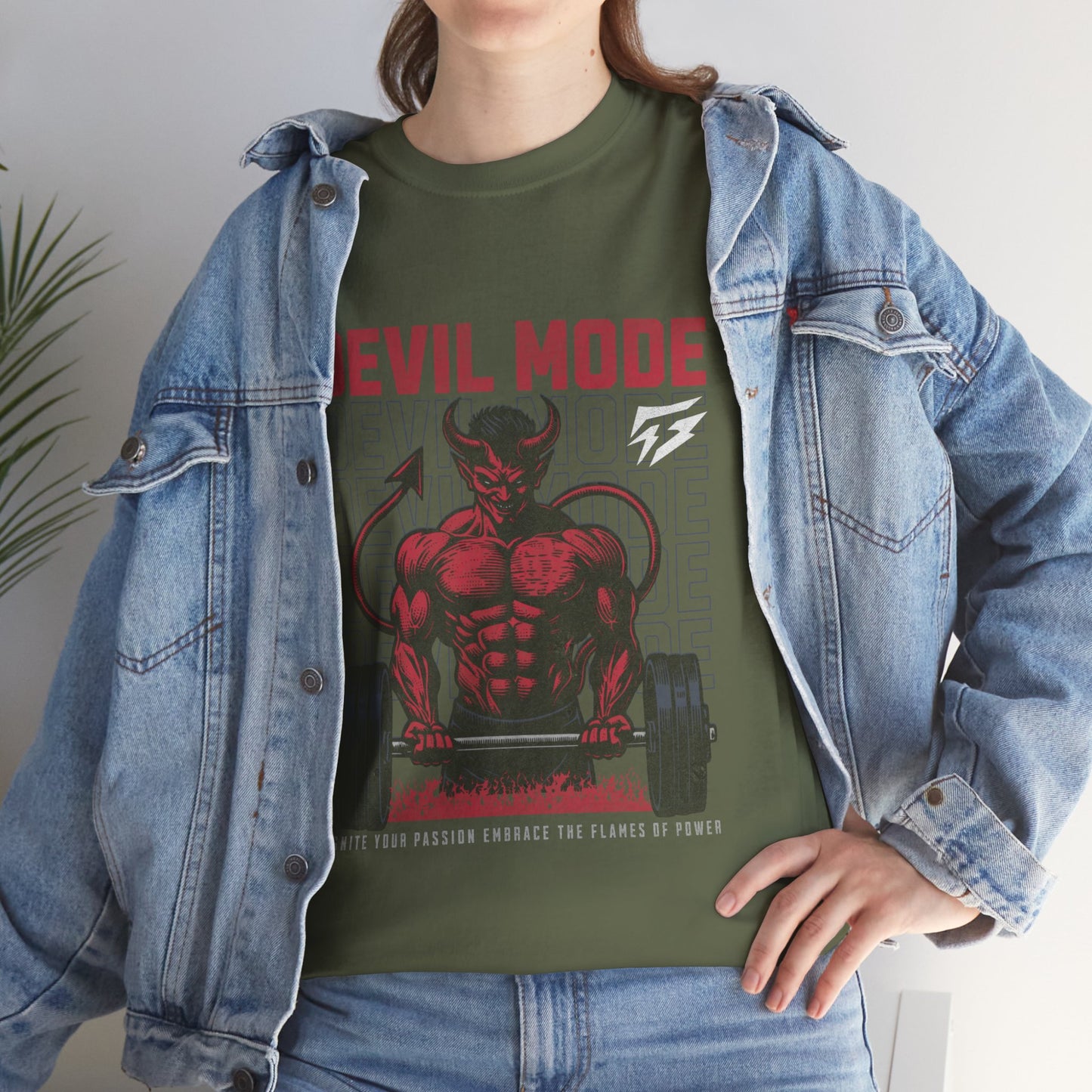 Devil Mode Gym Shirt Flashlander Cotton Unisex Charcoal Black Performance Graphic Tee