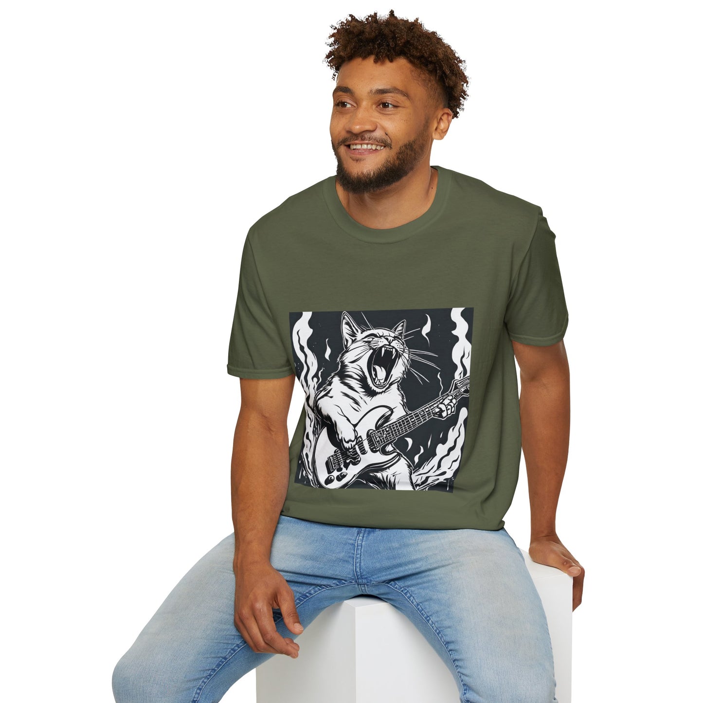 Cat Playing Guitar Flashlander Gym Shirt